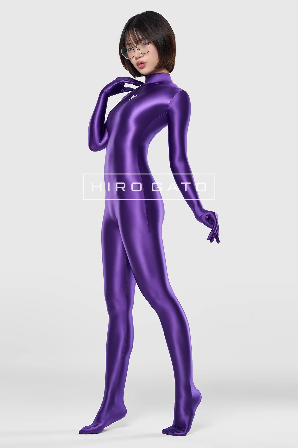 Satin Spandex Catsuit Purple