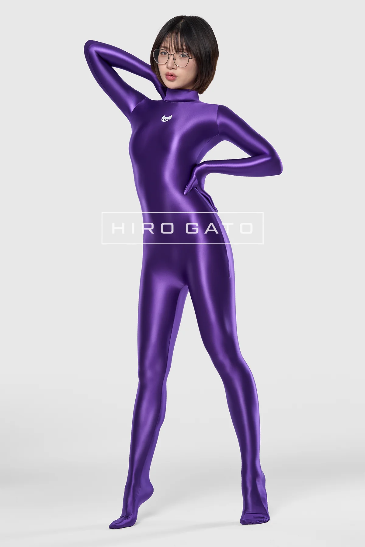 Satin Spandex Catsuit Purple Satin Spandex Catsuit Purple