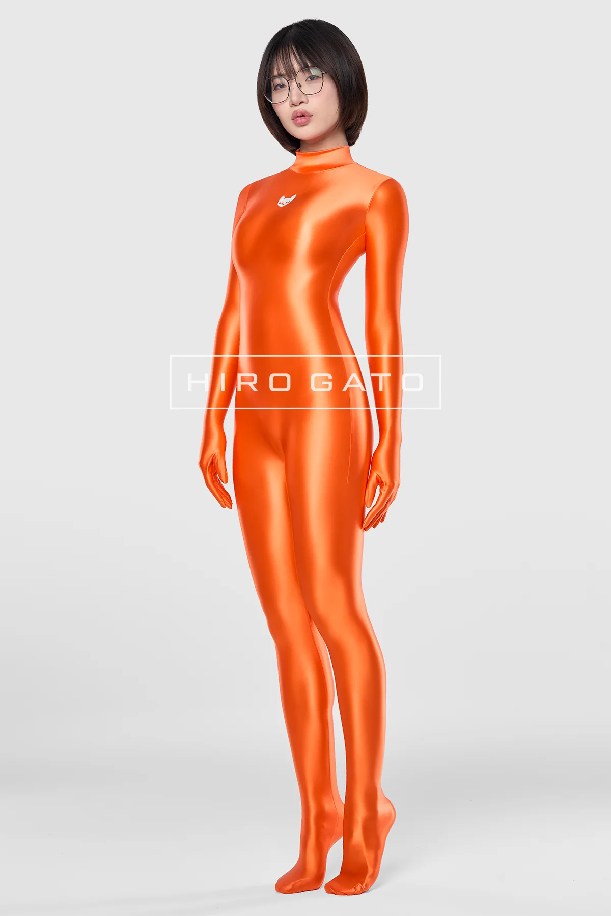 Satin Spandex Catsuit Orange