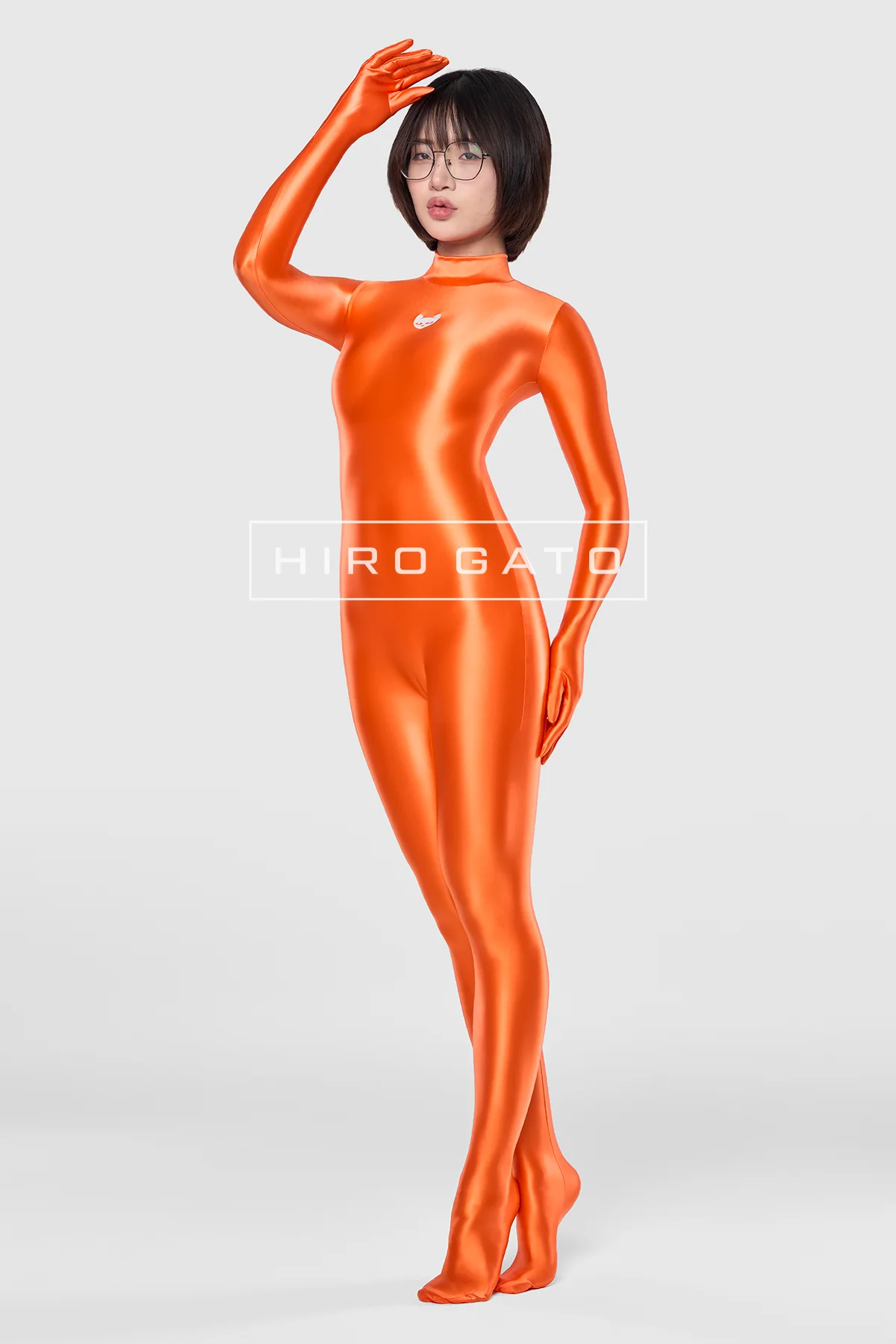 Satin Spandex Catsuit Orange