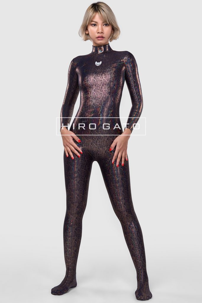 One Piece Two-Tone Sheer & Snakeskin Catsuit main image 1