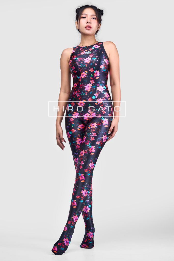 Patterned Satin Lycra Unitard Shiny Catsuit - Hiro Gato