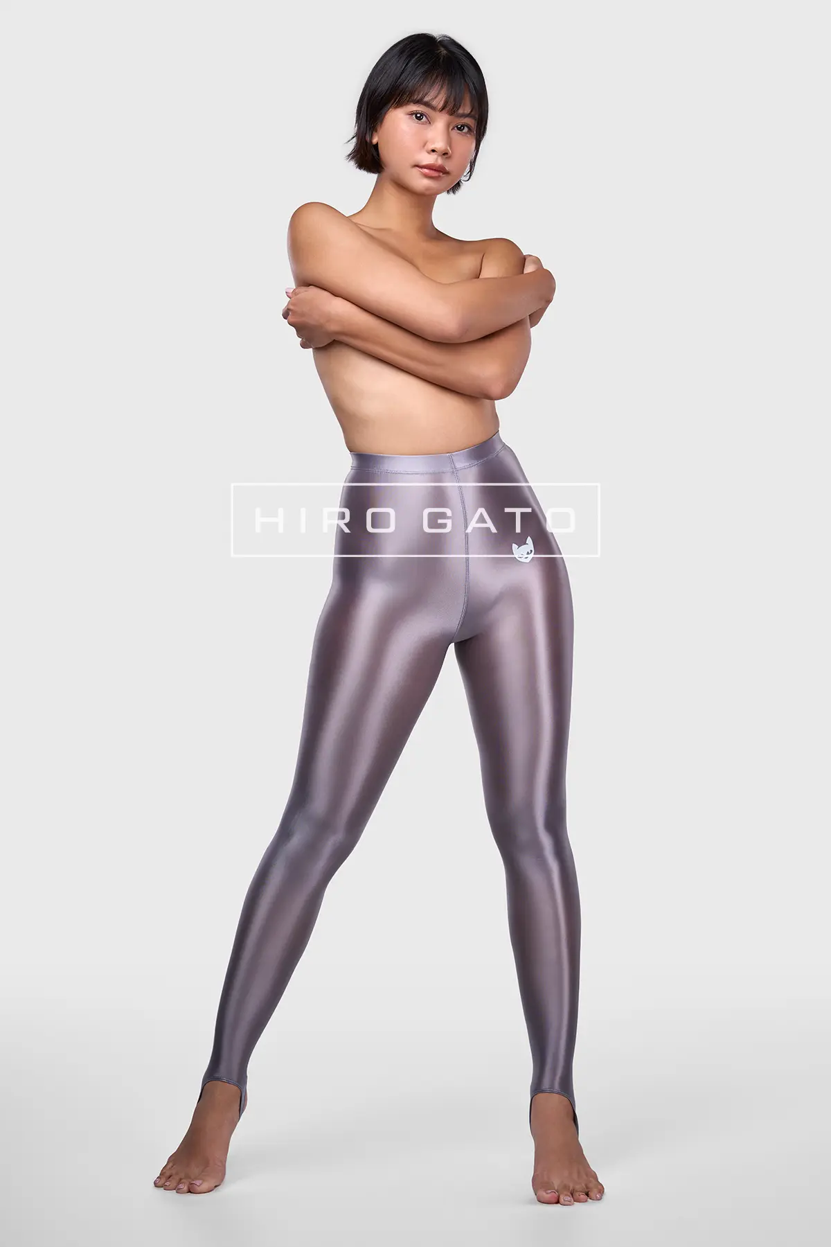 Sheer nylon Leggings Silver Shiny Spandex