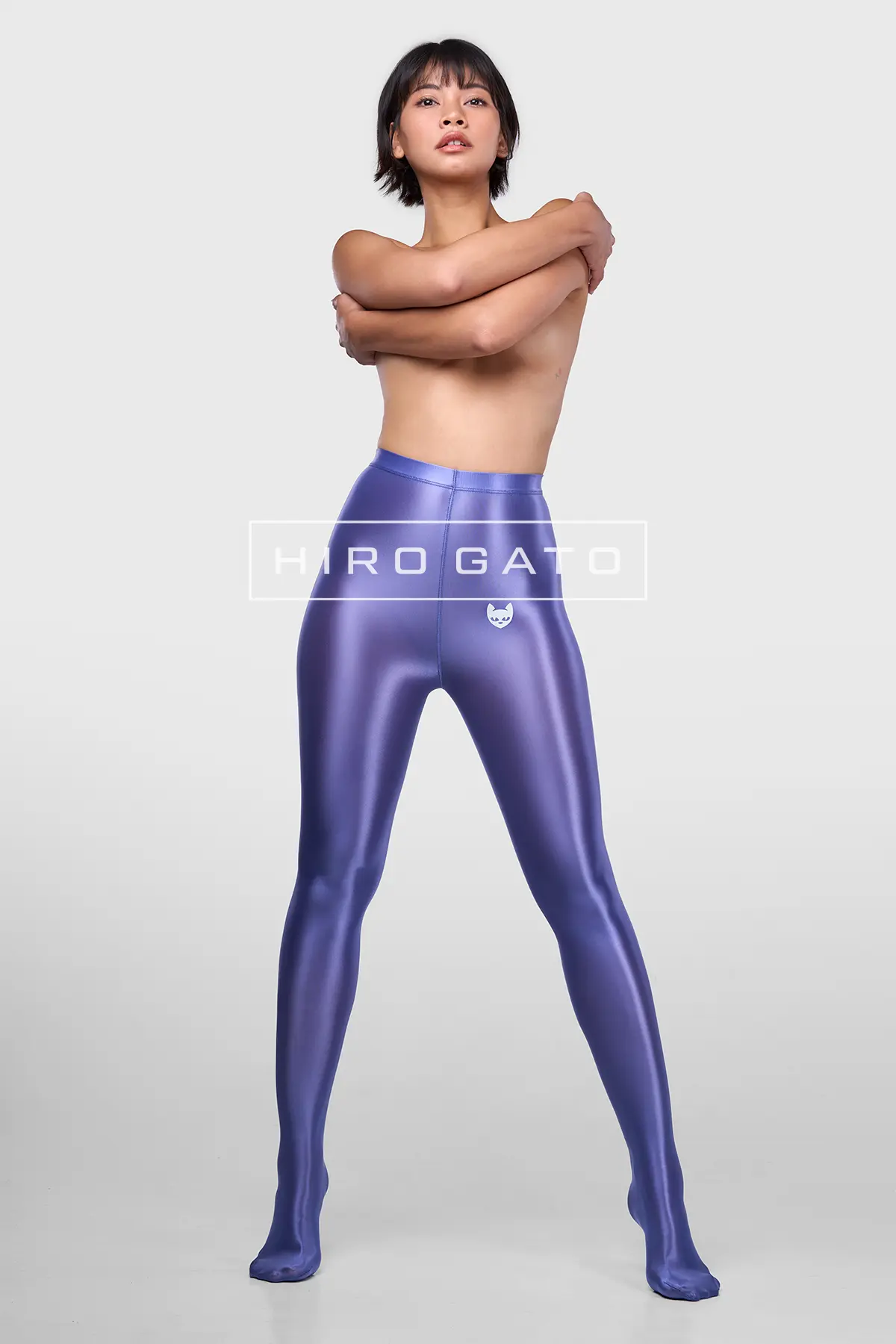 Sheer nylon Leggings Baja Blue Shiny Transparent