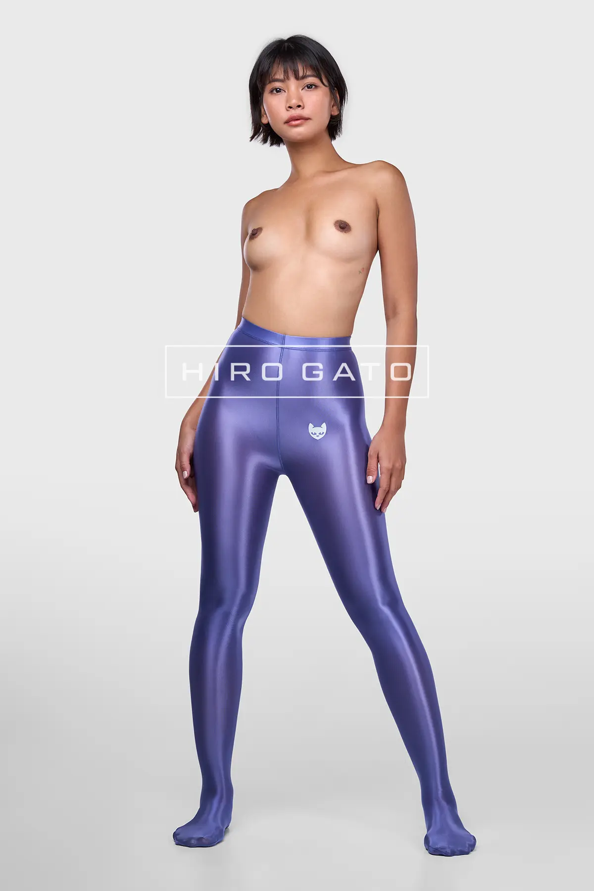 Sheer nylon Leggings Baja Blue Shiny Transparent