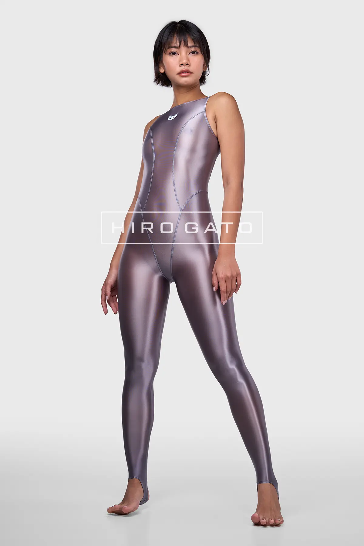 Sheer Nylon Unitard Silver Transparent Spandex
