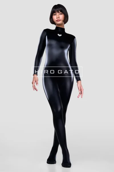 PU Spandex Catsuit Black