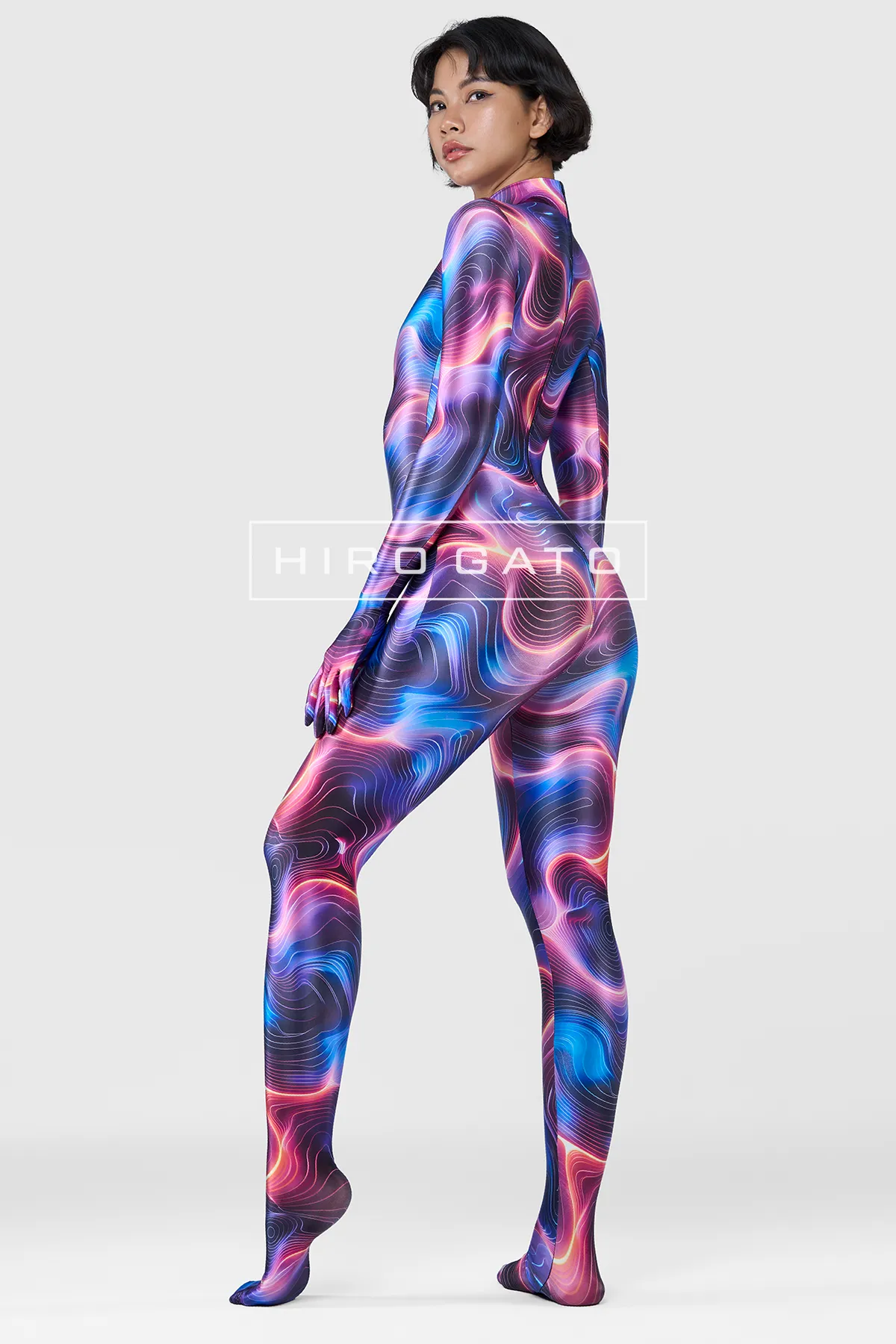 Psychedelic Satin Spandex zentai catsuit Shiny Psychedelic Satin Spandex zentai catsuit Shiny