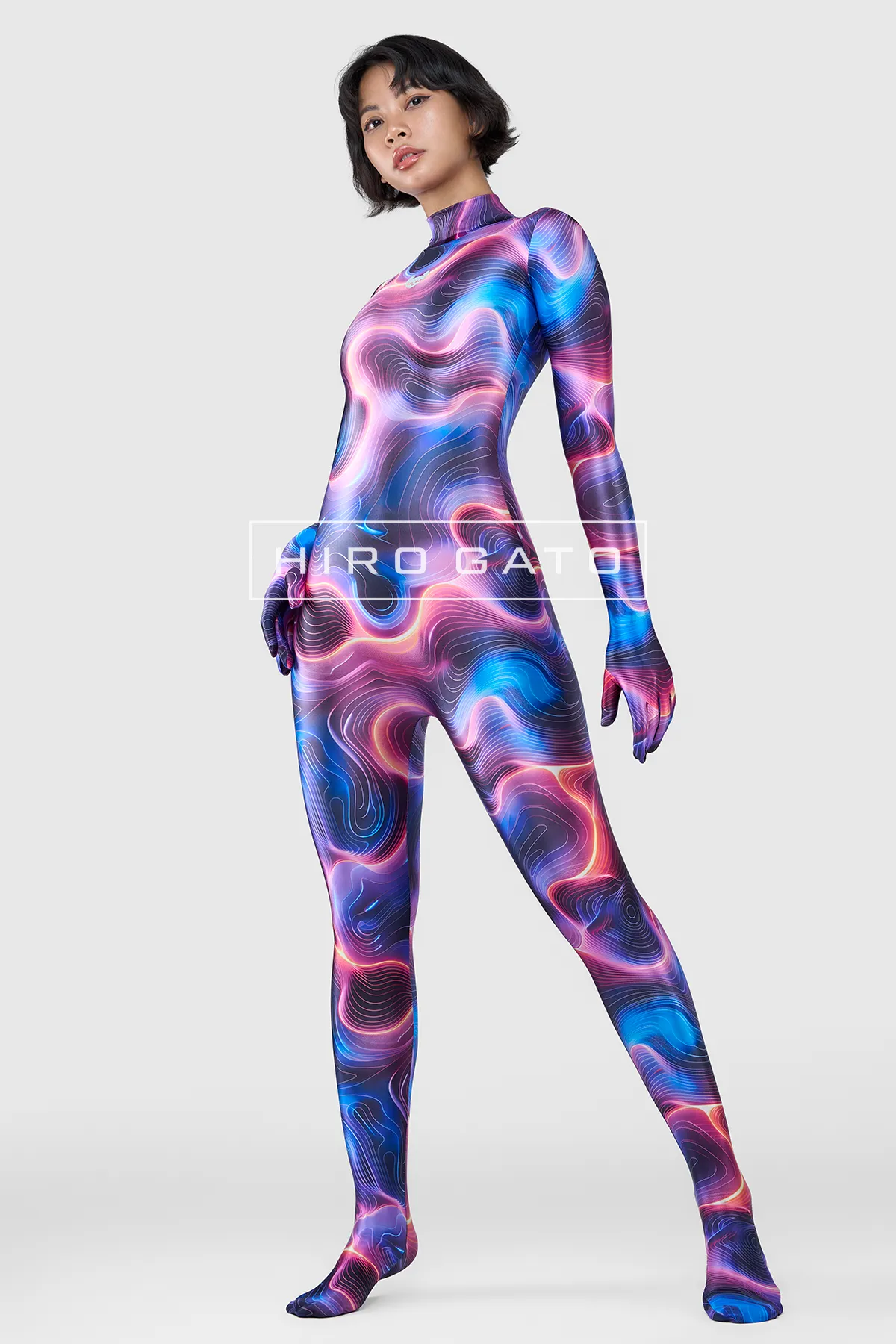 Psychedelic Satin Spandex zentai catsuit Shiny Psychedelic Satin Spandex zentai catsuit Shiny