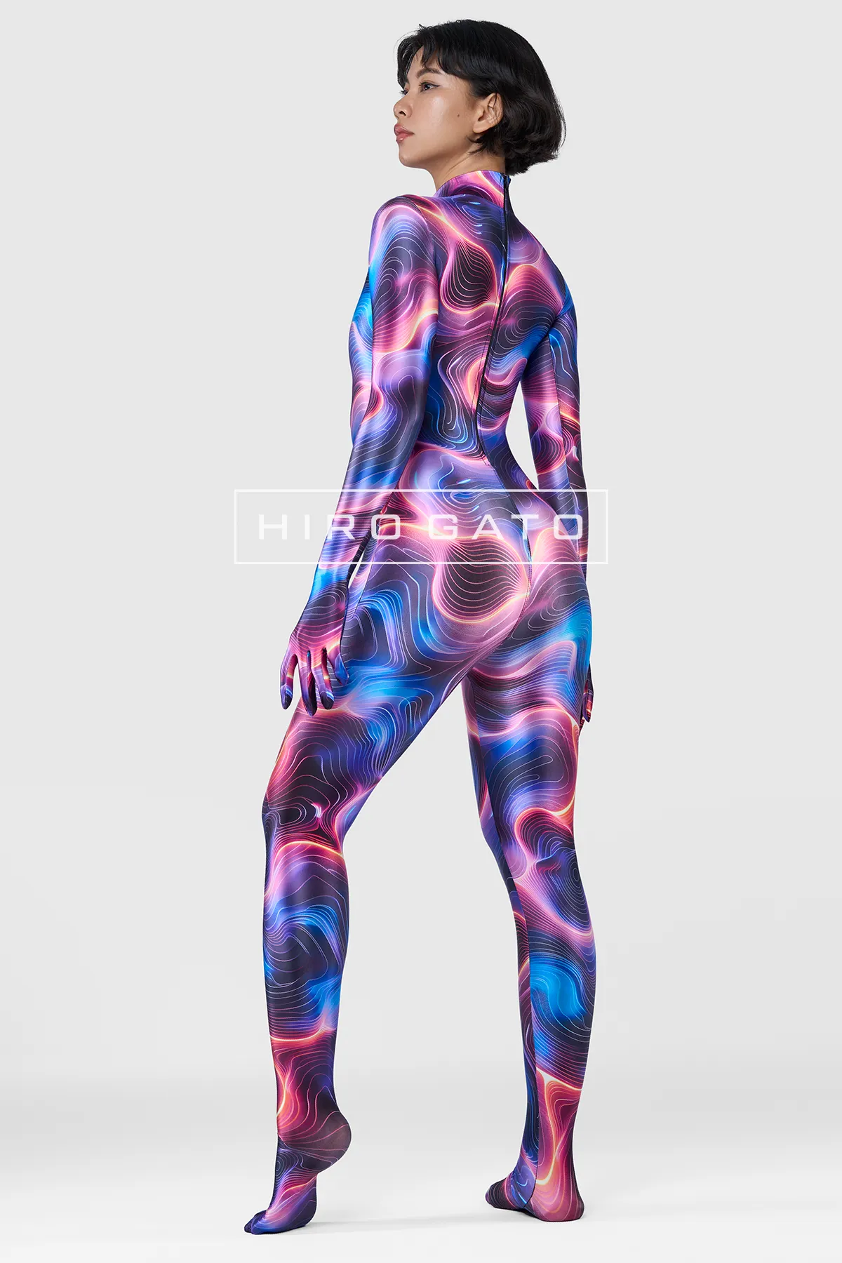 Psychedelic Satin Spandex zentai catsuit Shiny Psychedelic Satin Spandex zentai catsuit Shiny