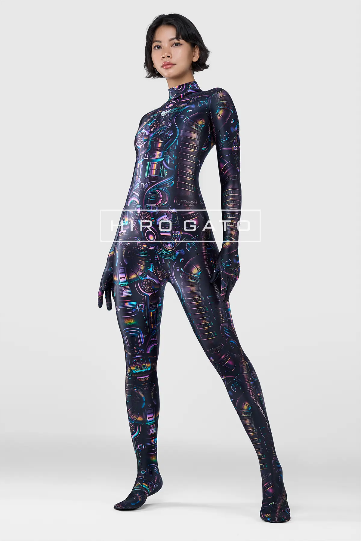 Shiny satin lycra zentai catsuit spandex