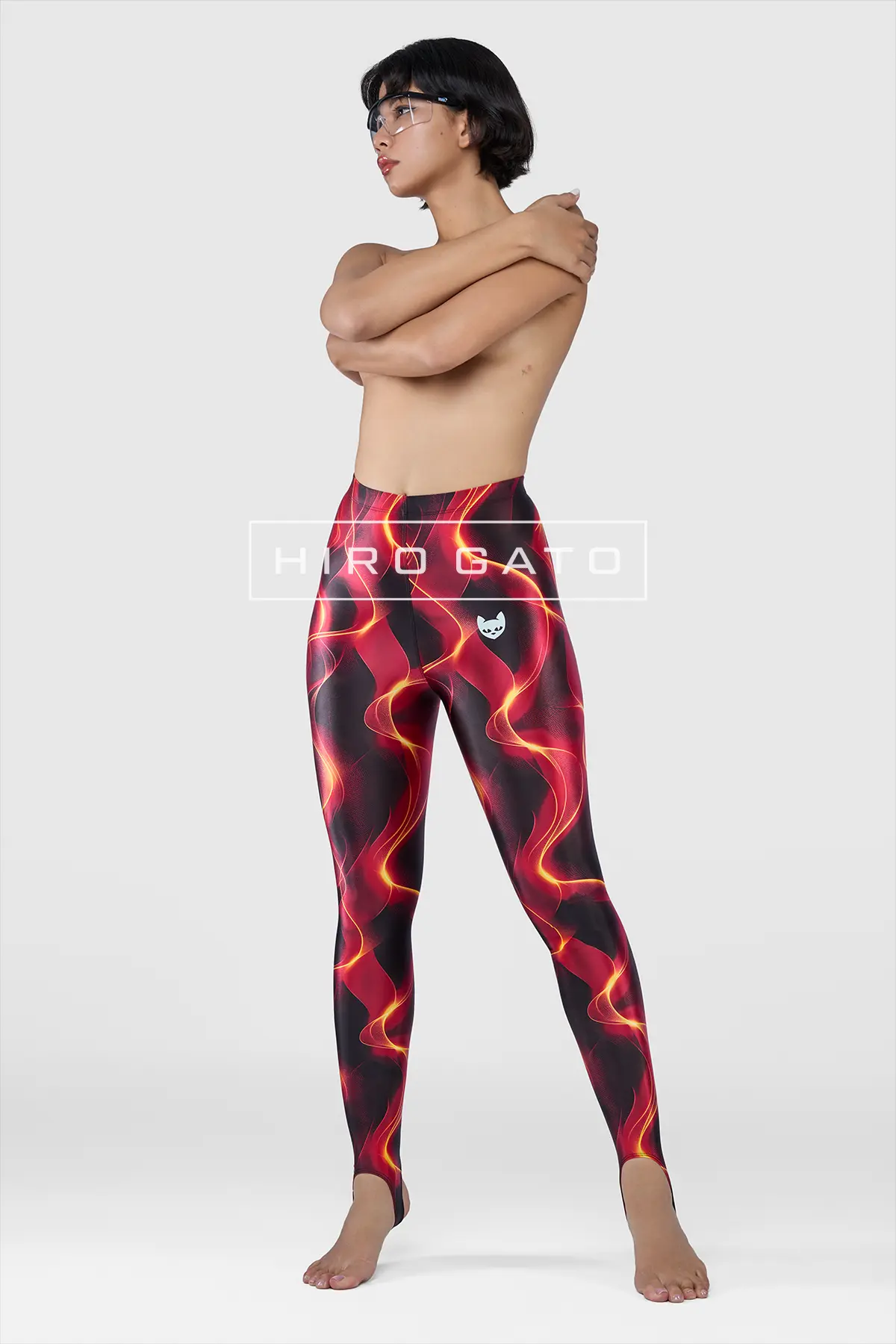 patterned satin spandex leggings shiny
