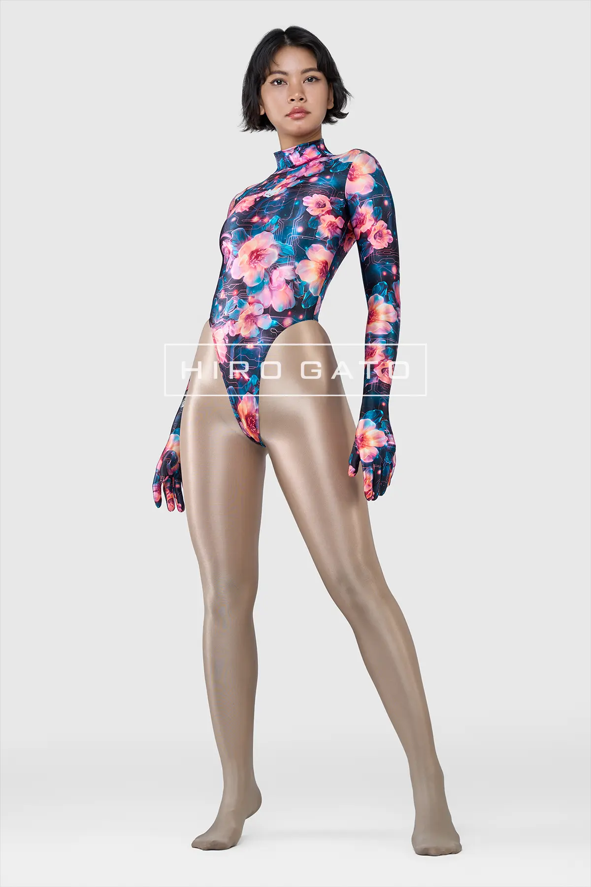 Shiny Flower Leotard High Leg