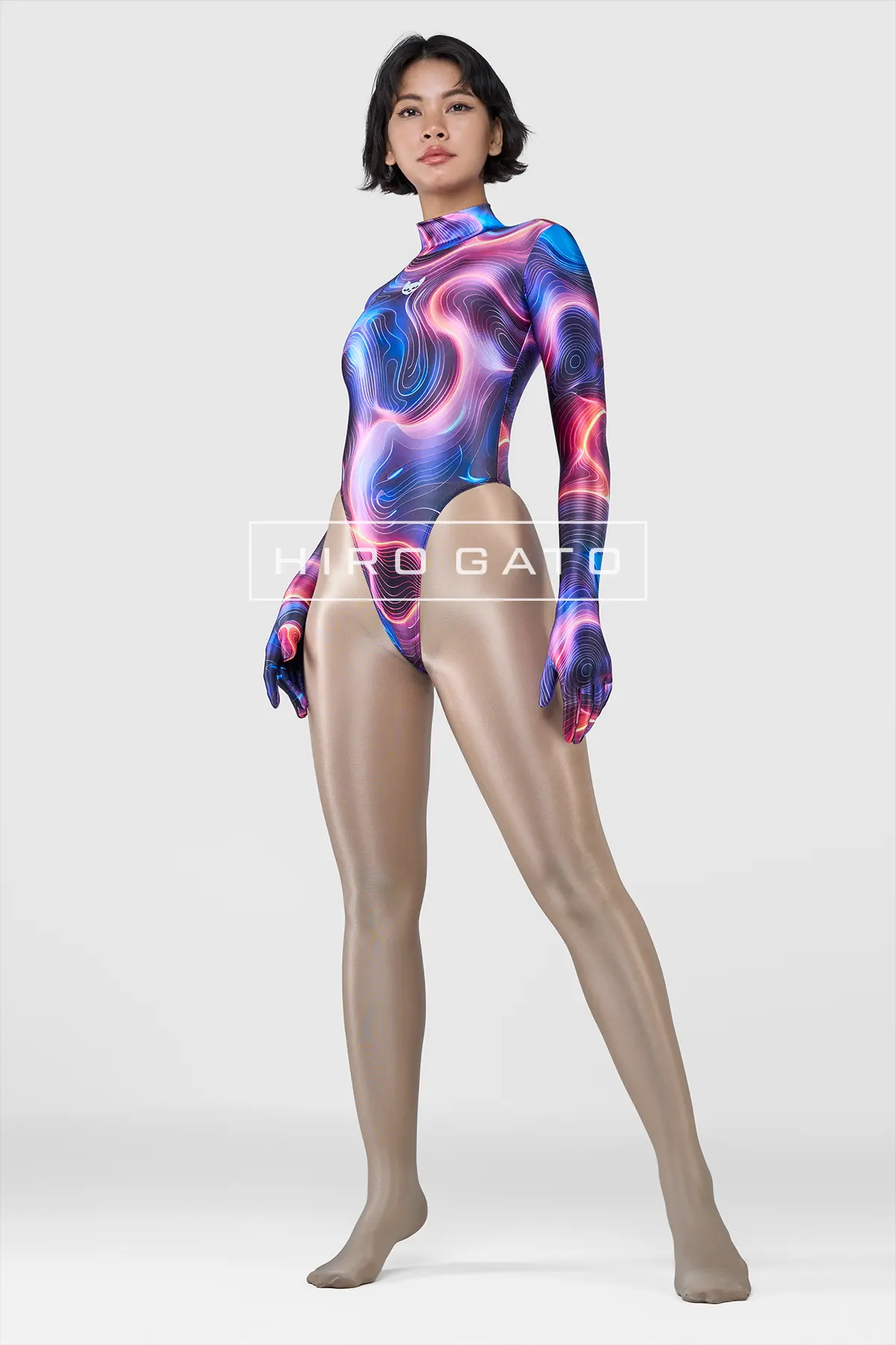 Psychedelic Satin Spandex Leotard Shiny Psychedelic Satin Spandex Leotard Shiny