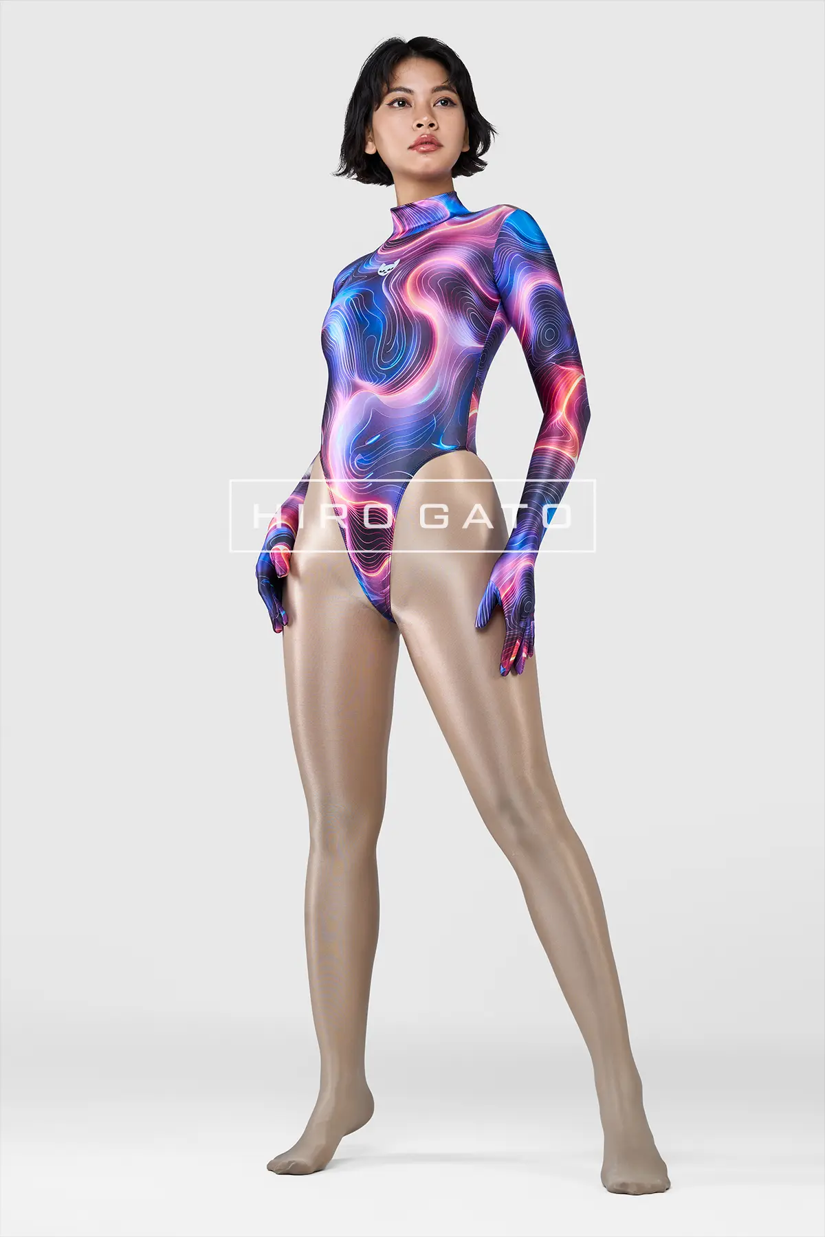 Psychedelic Satin Spandex Leotard Shiny Psychedelic Satin Spandex Leotard Shiny