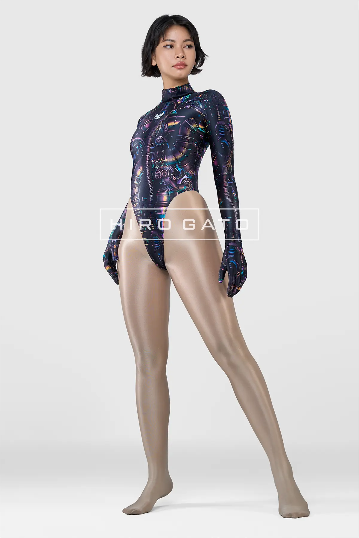 Shiny satin lycra leotard spandex