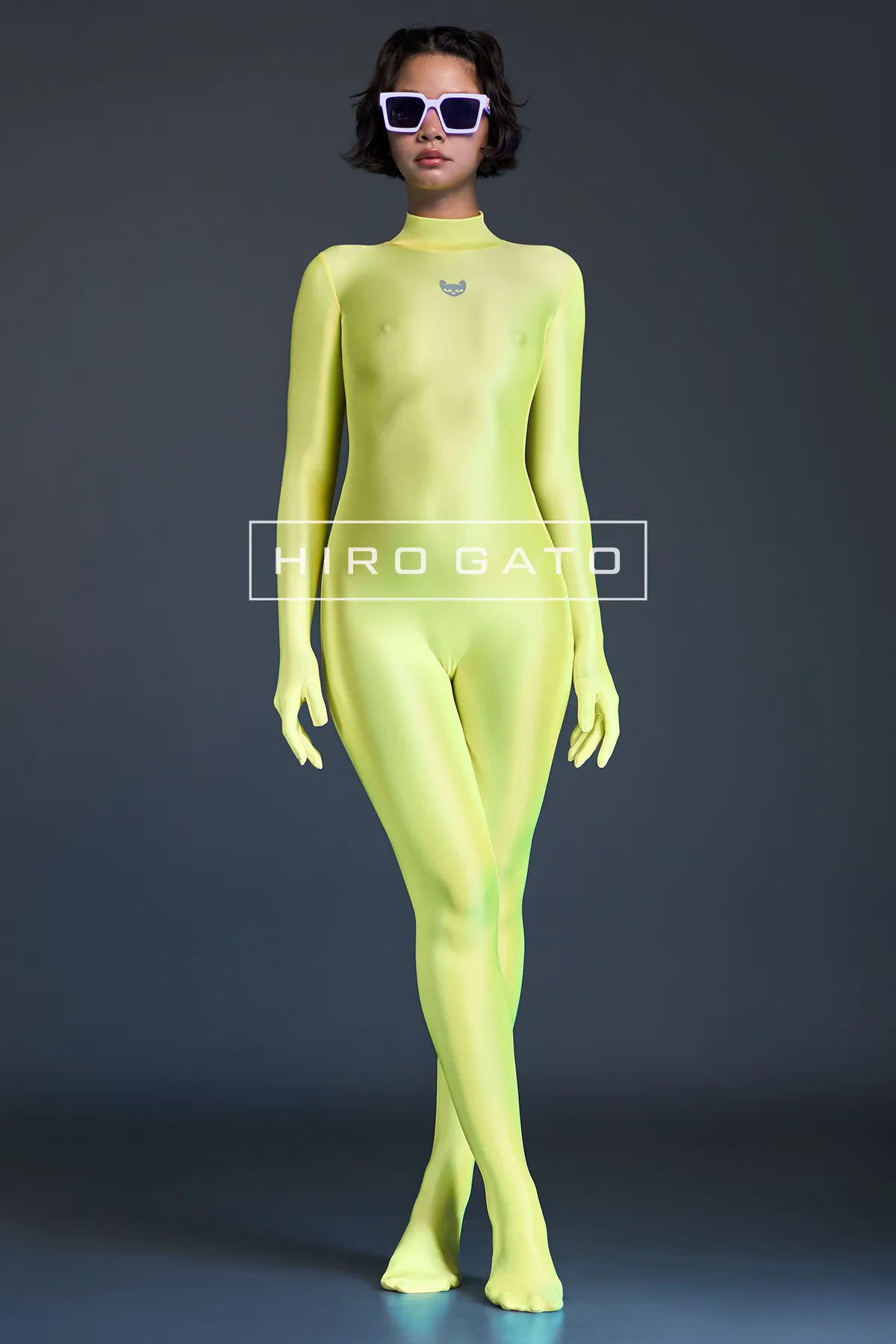 Neon UV Yellow Blacklight Catsuit Zentai Bodysuit Festival