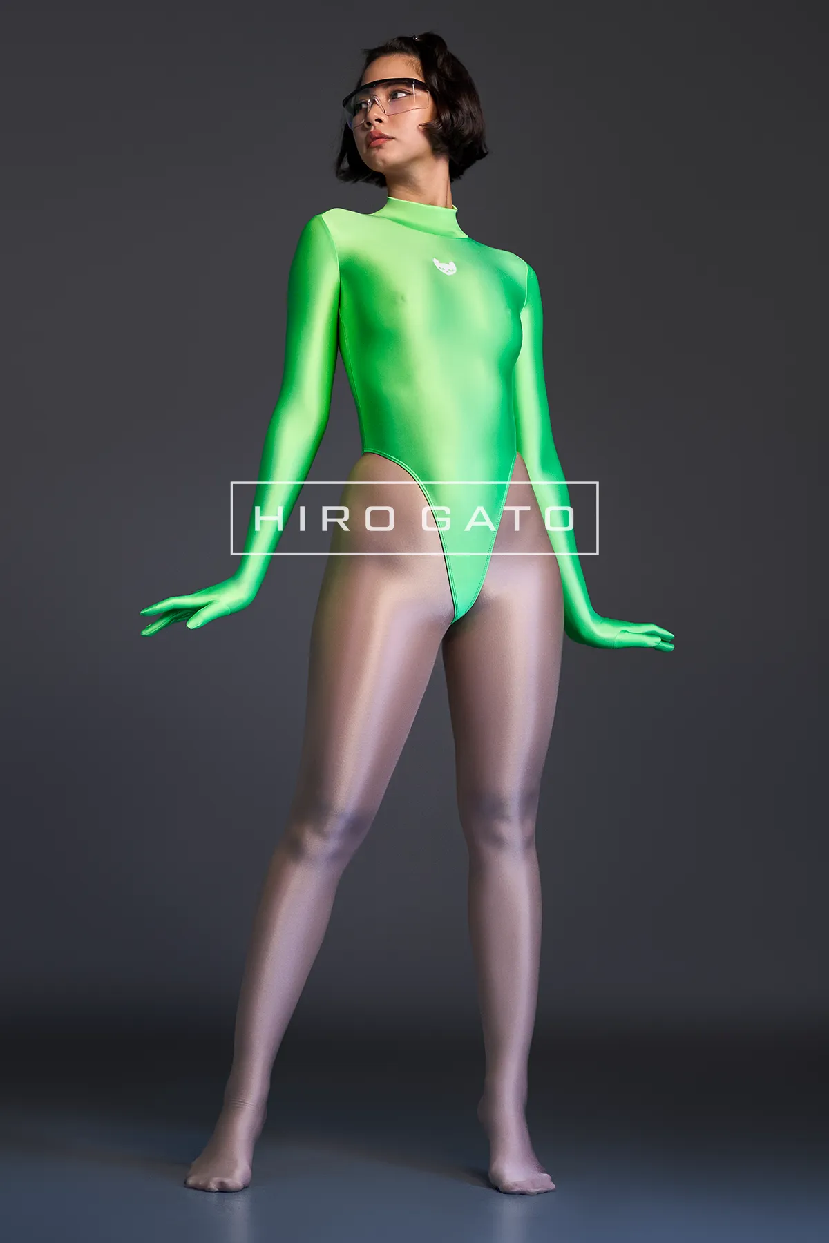 Neon UV Green Blacklight Leotard High Leg