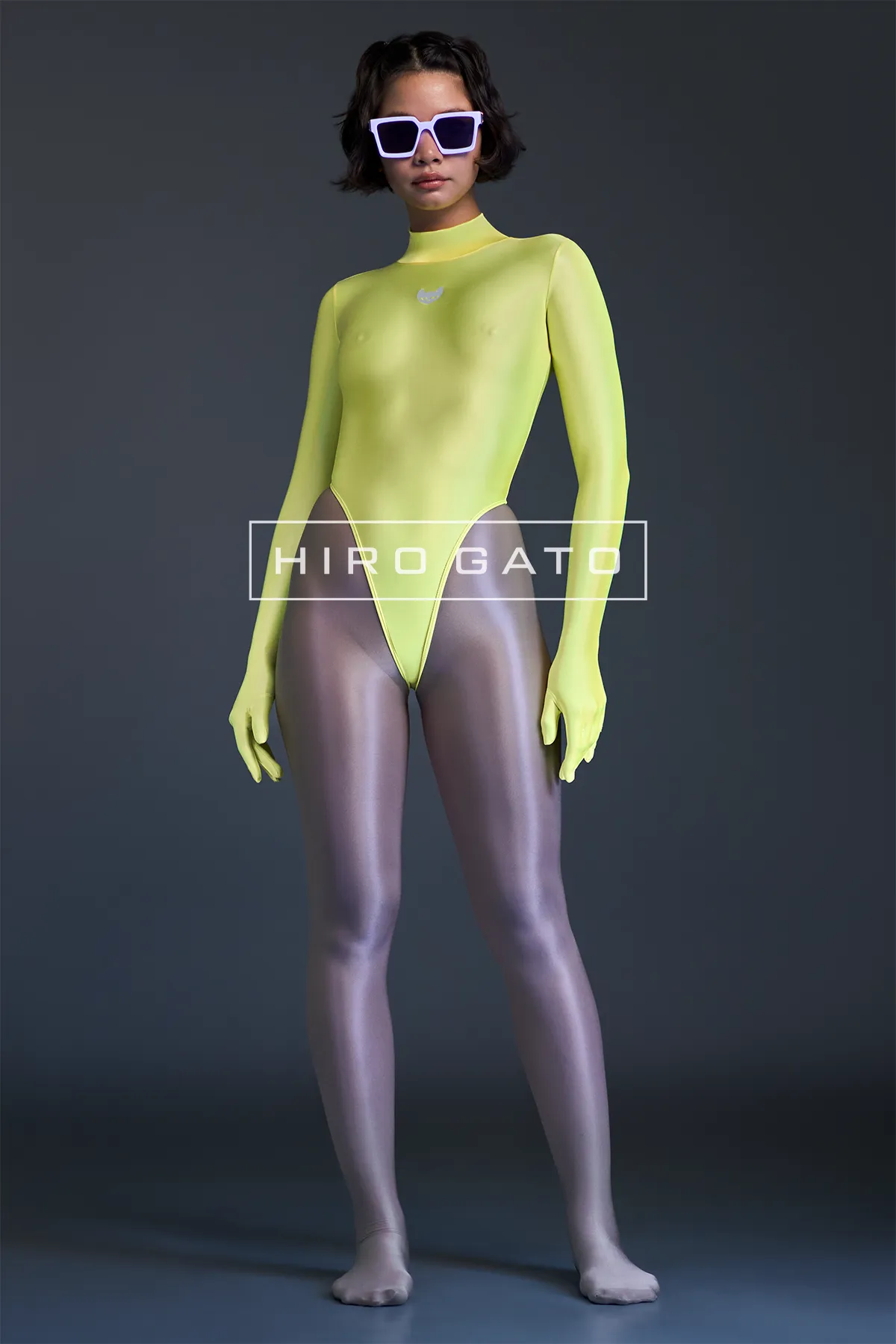 Neon UV Yelow Blacklight Leotard High Leg