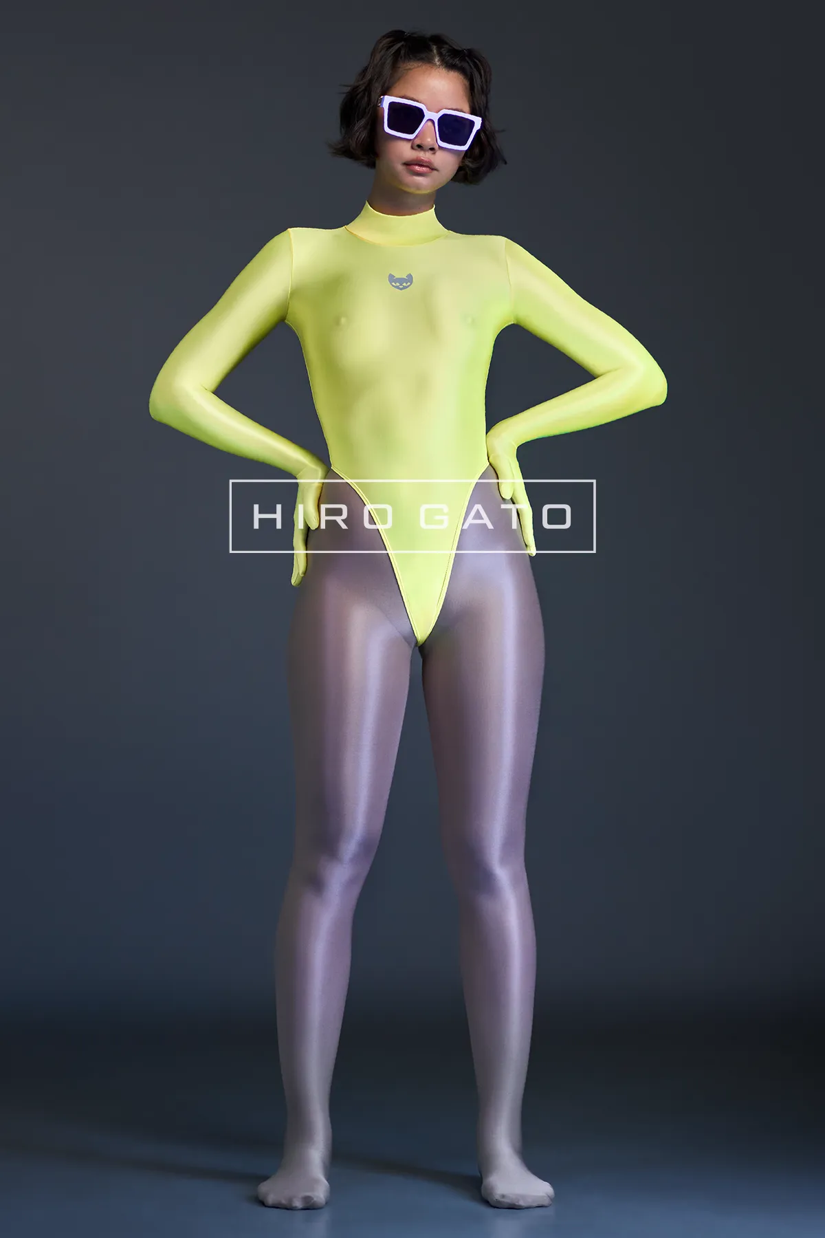 Neon UV Yelow Blacklight Leotard High Leg