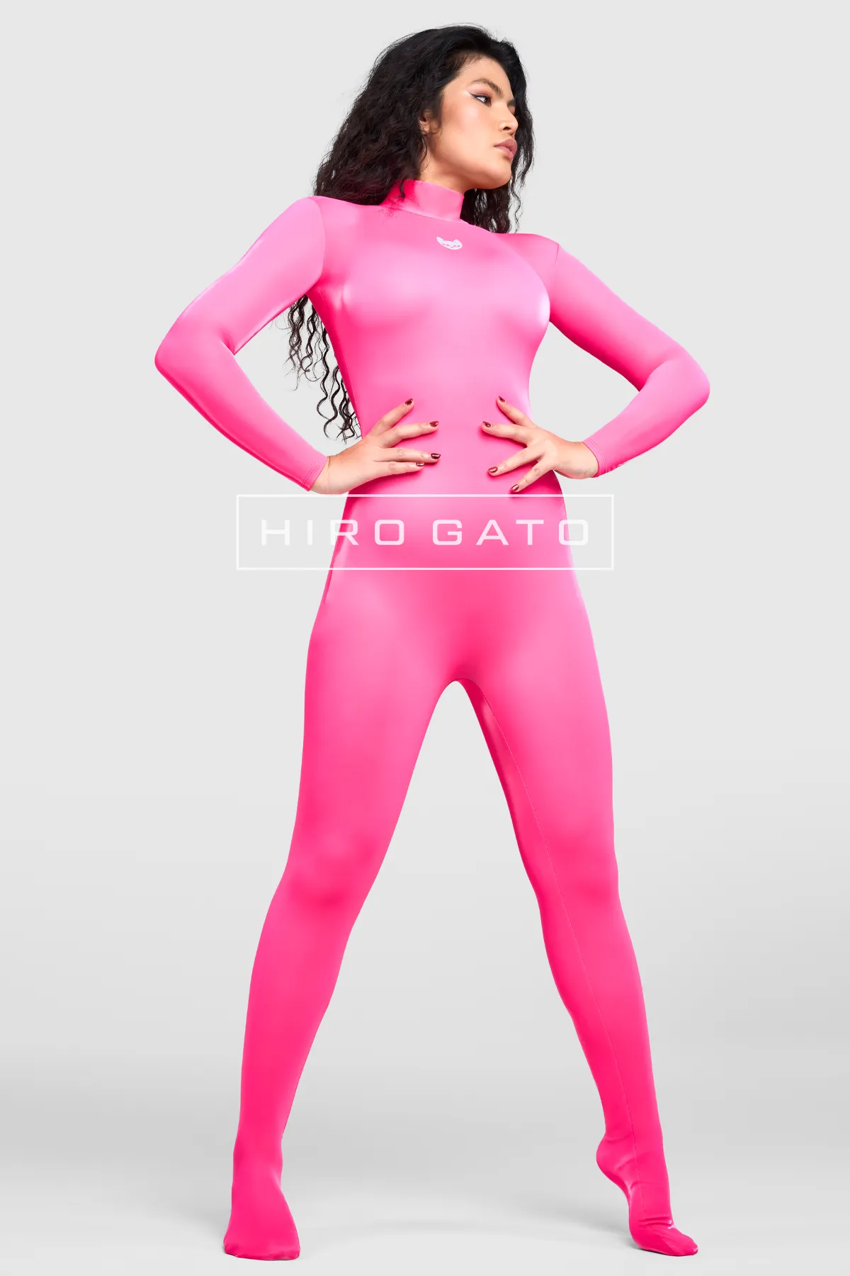 Sharkskin PU Spandex Catsuit Pink
