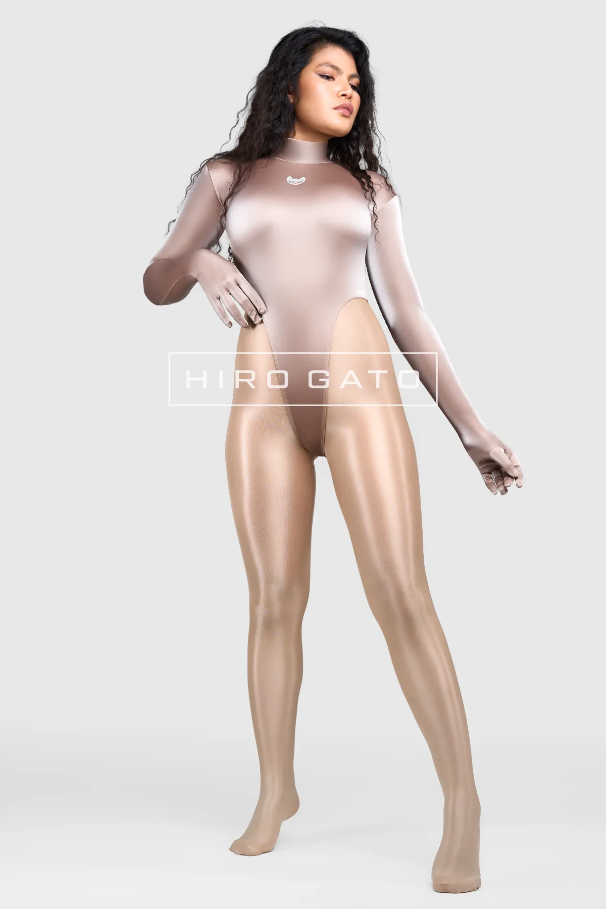 Sharkskin PU Spandex Leotard Champagne Sharkskin PU Spandex Leotard Champagne