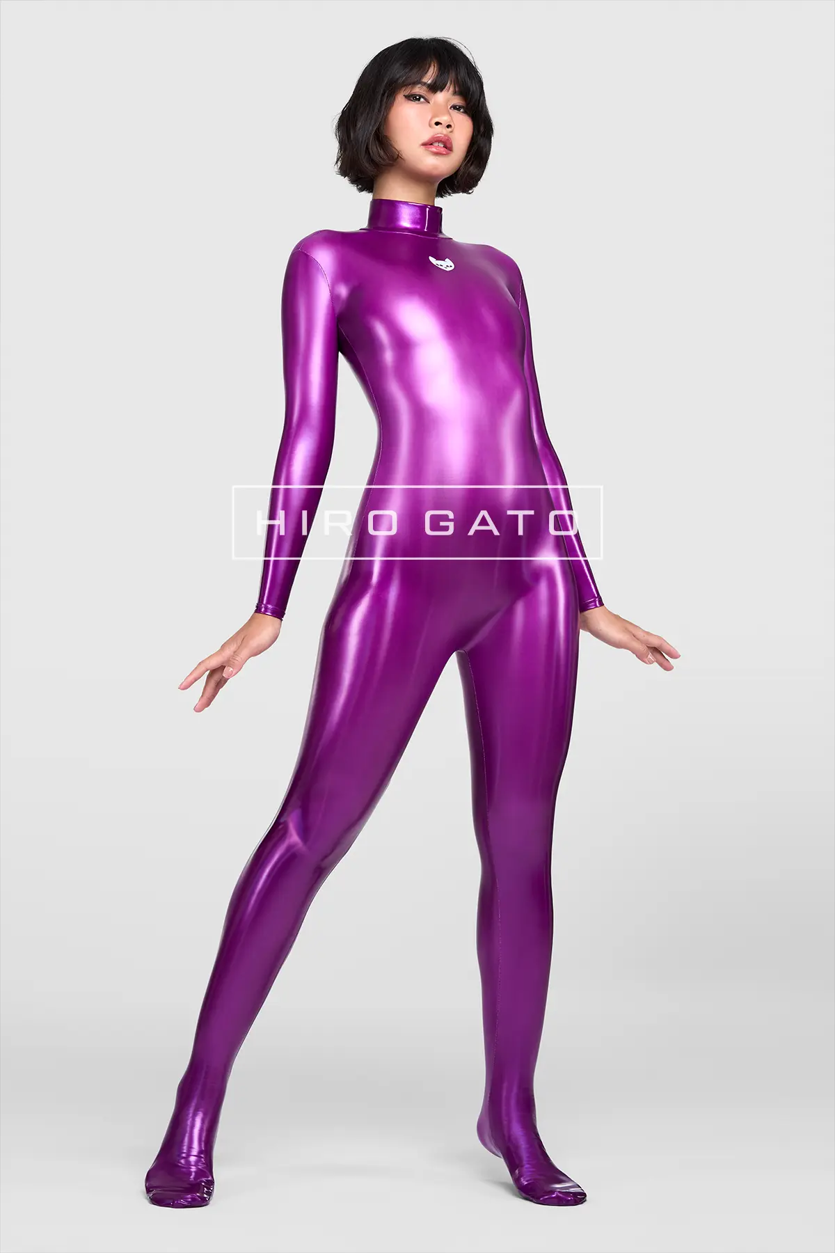 Rainbow PU Spandex Catsuit Purple
