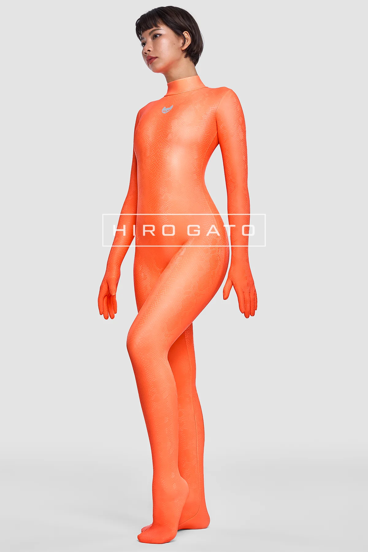 Reptilian Skin Spandex Catsuit Orange Reptilian Skin Spandex Catsuit Orange