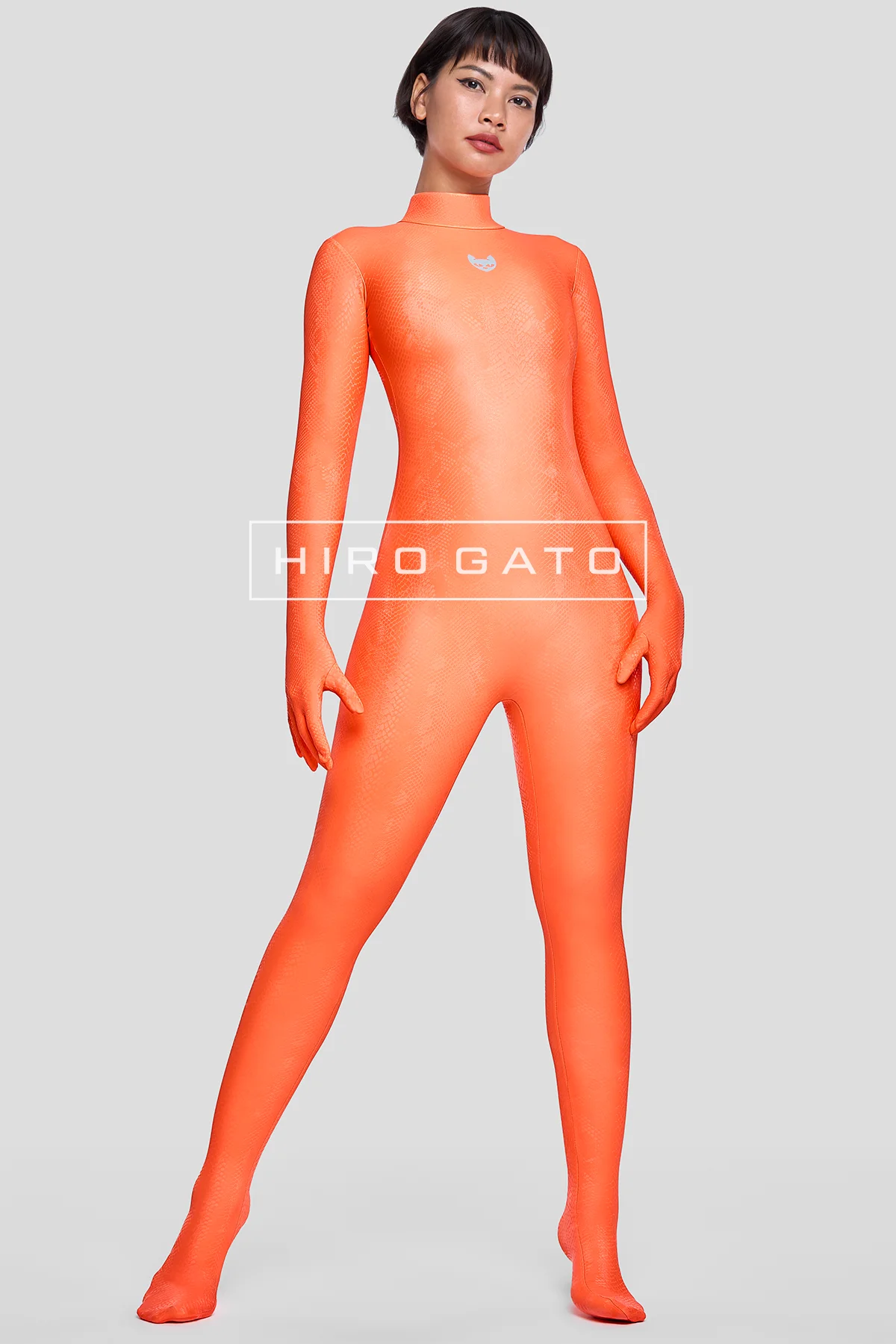 Reptilian Skin Spandex Catsuit Orange Reptilian Skin Spandex Catsuit Orange