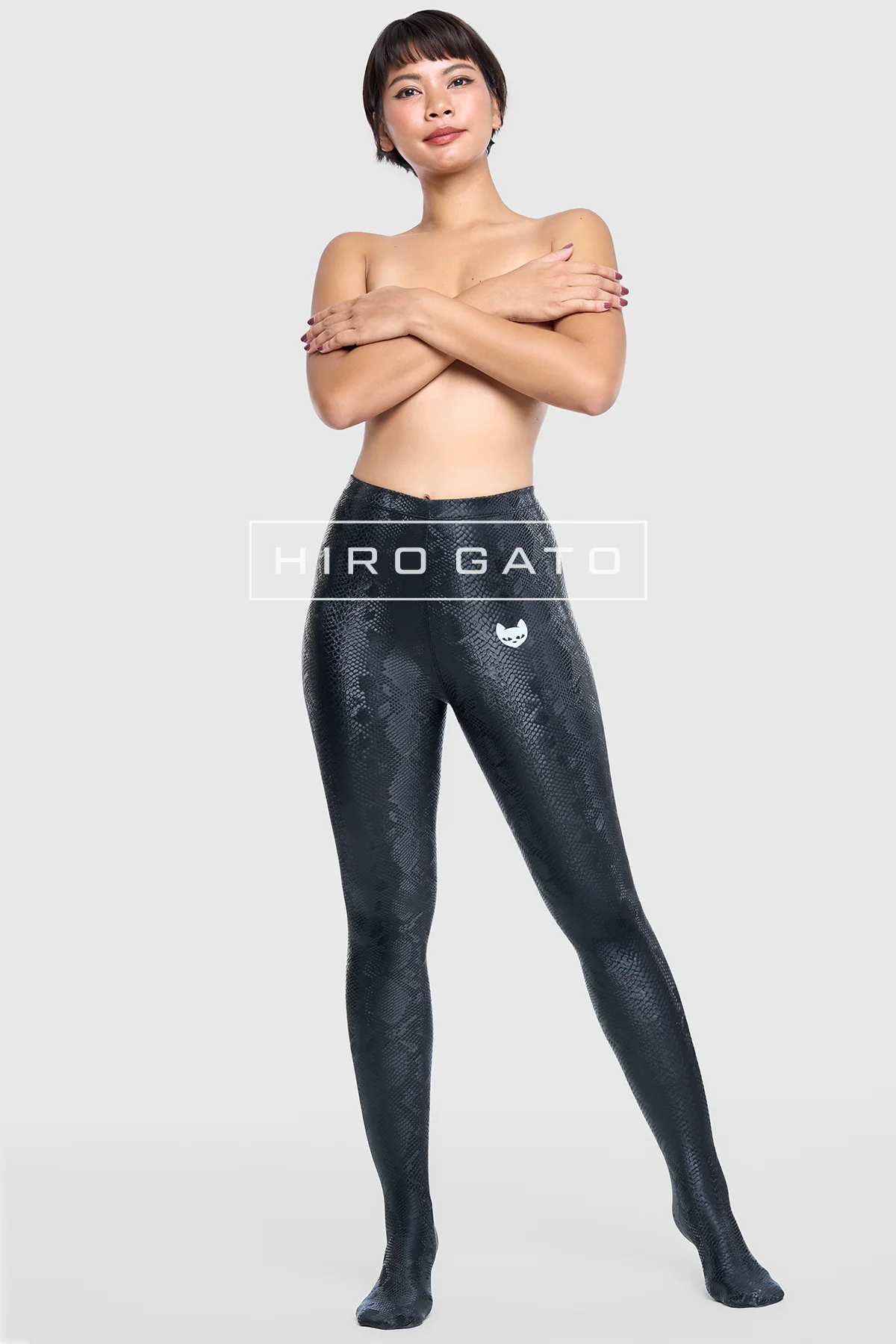 Reptilian Skin Spandex Leggings Black