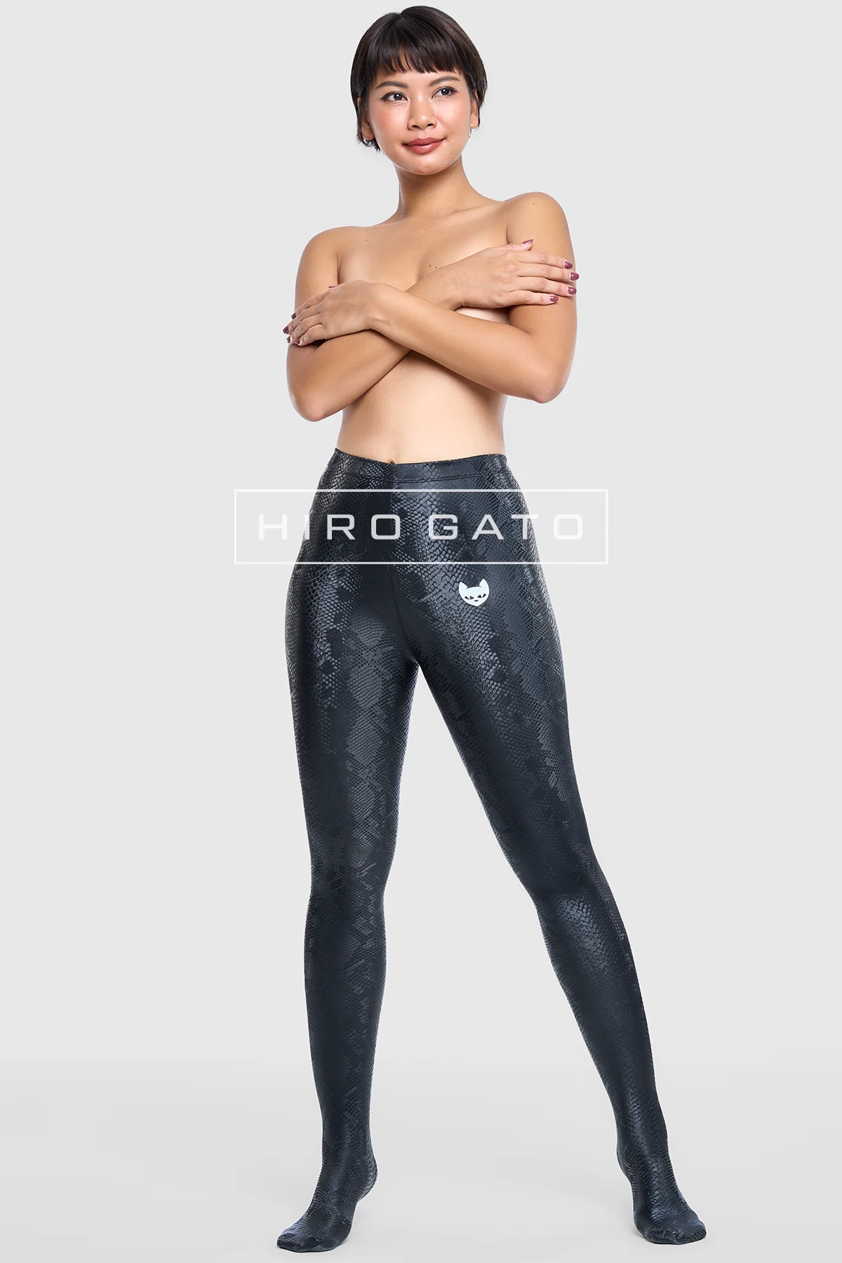 Reptilian Skin Spandex Leggings Black