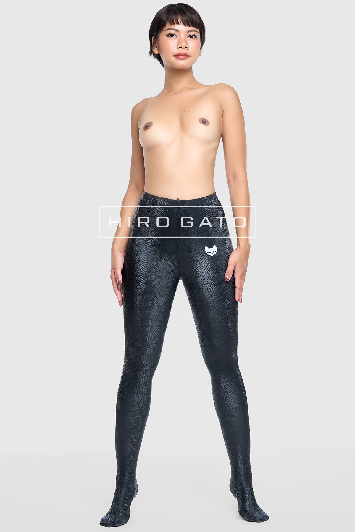 RP-LE-001-07 Reptilian Skin Spandex Leggings Black