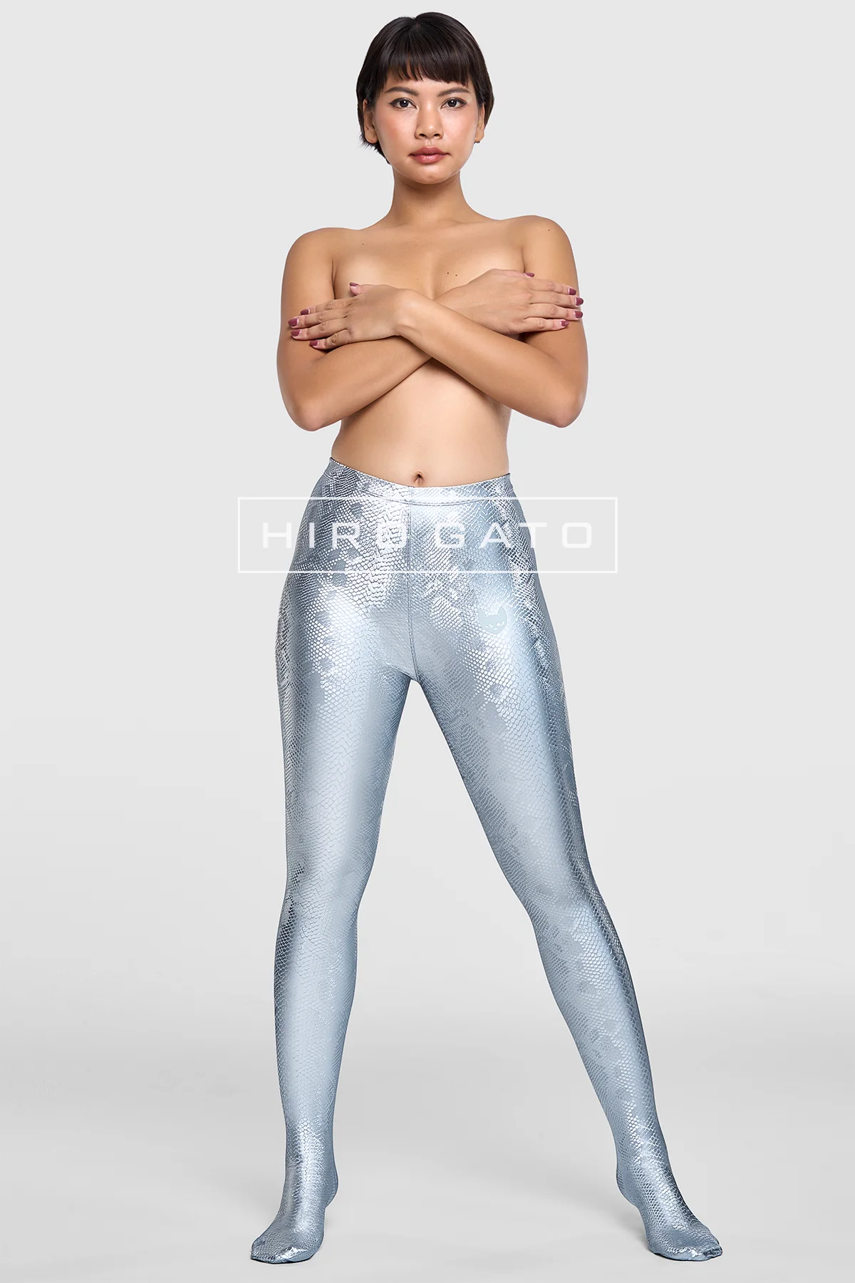 Reptilian Skin Spandex Leggings Silver