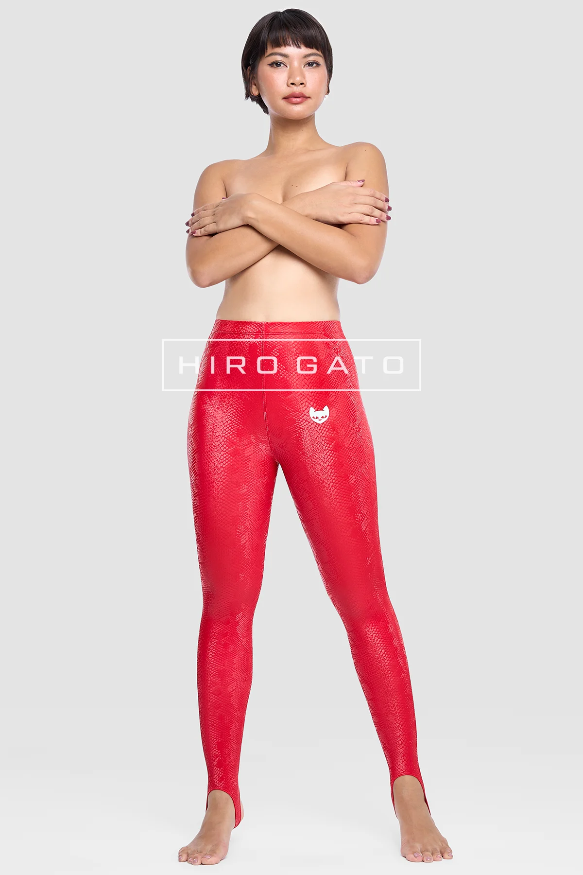 Reptilian Skin Spandex Leggings Red