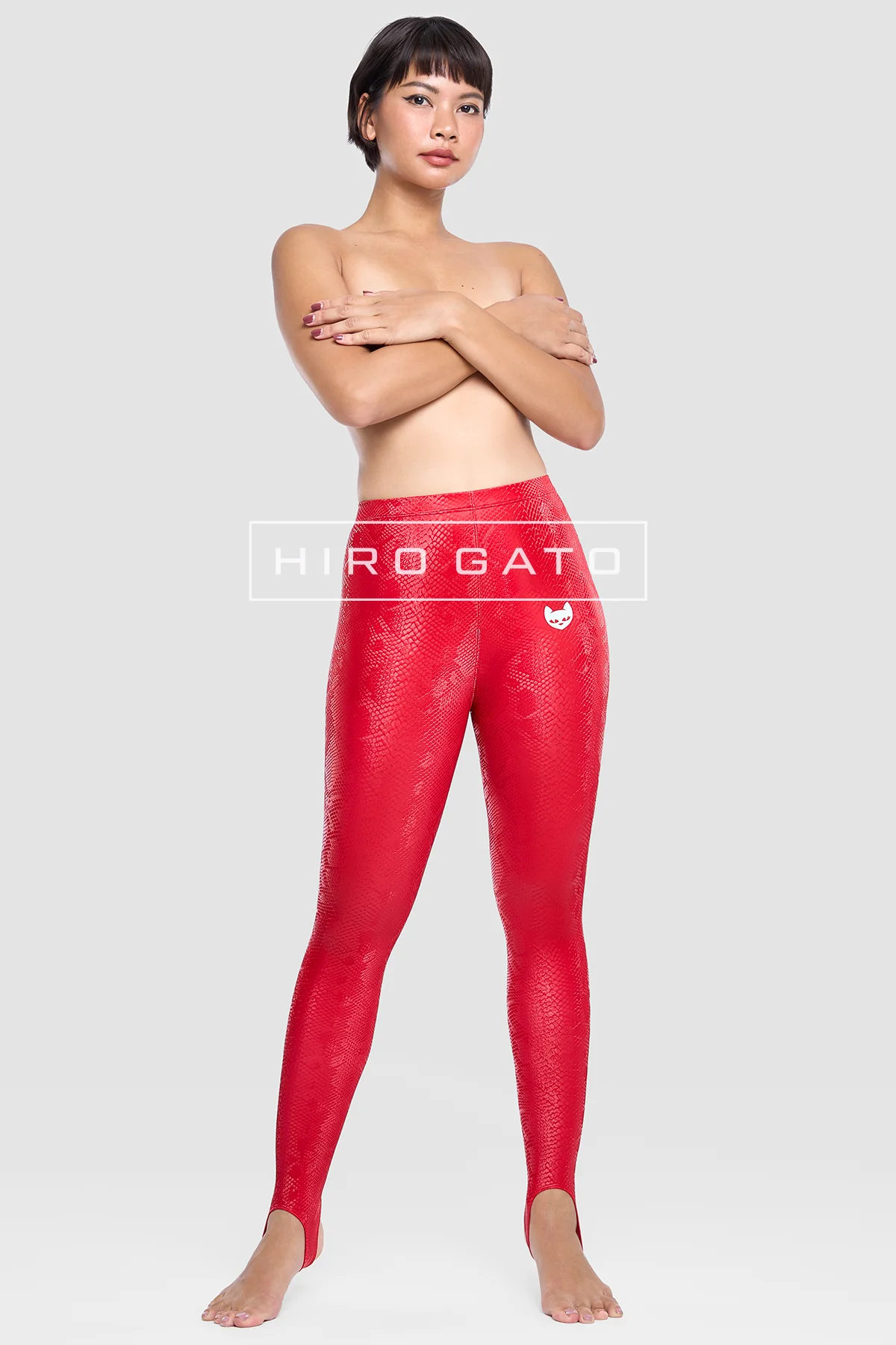 Reptilian Skin Spandex Leggings Red