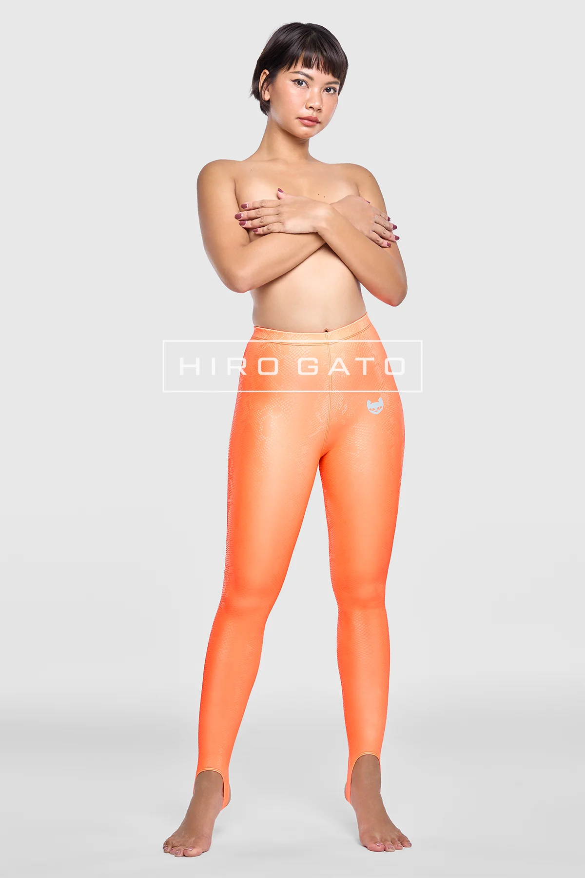 Reptilian Skin Spandex Leggings Orange