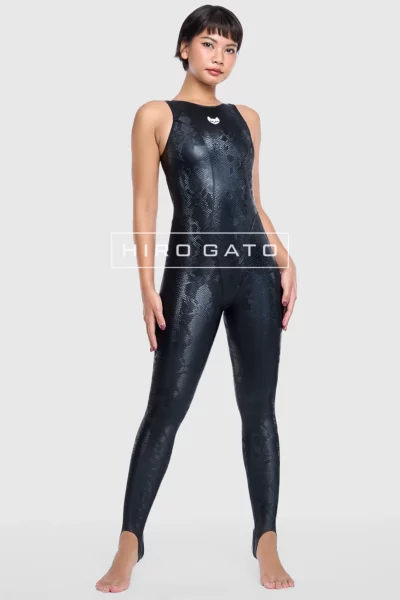 Reptilian Skin Spandex Unitard Black