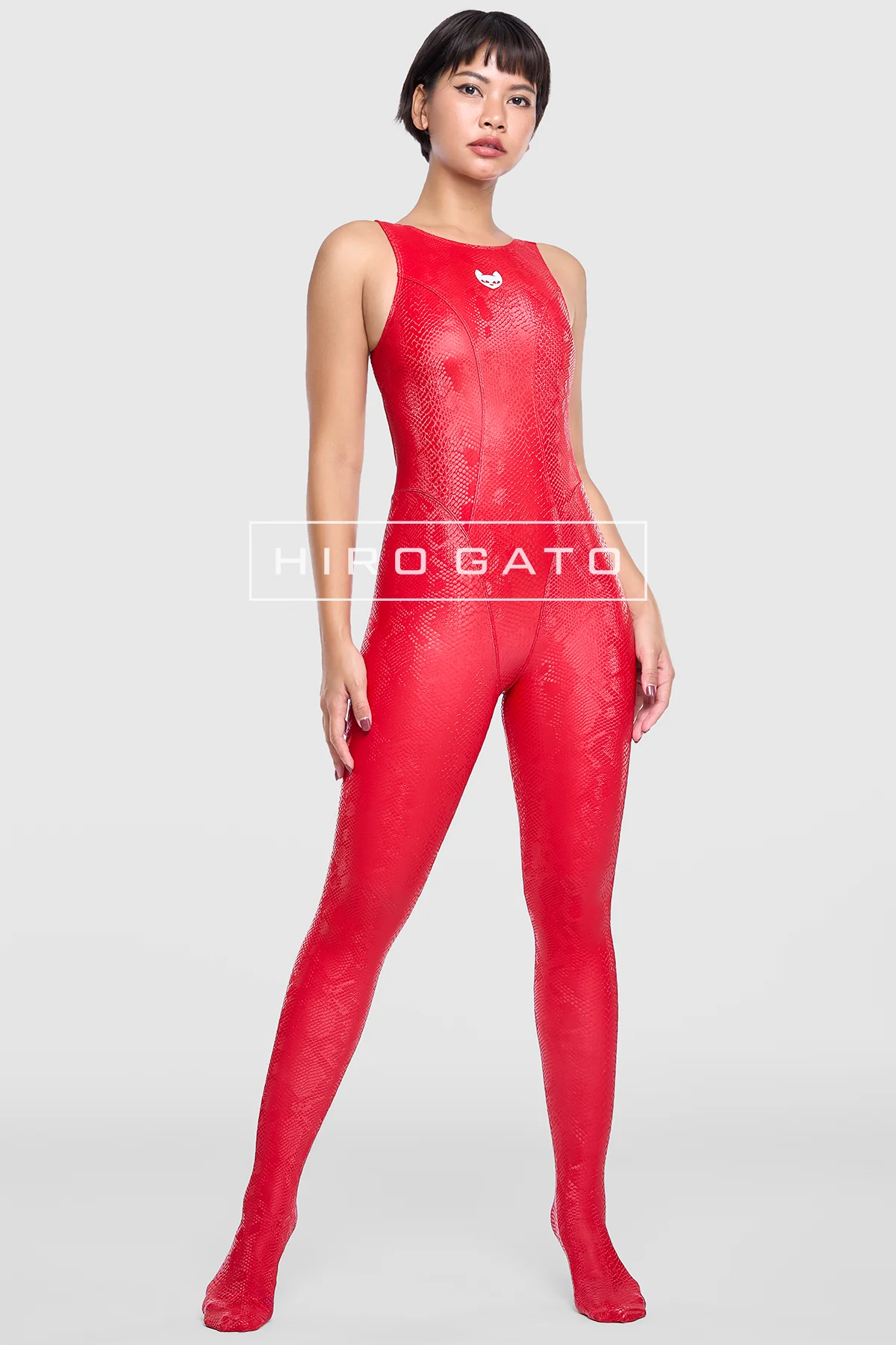 Reptilian Skin Spandex Unitard Red