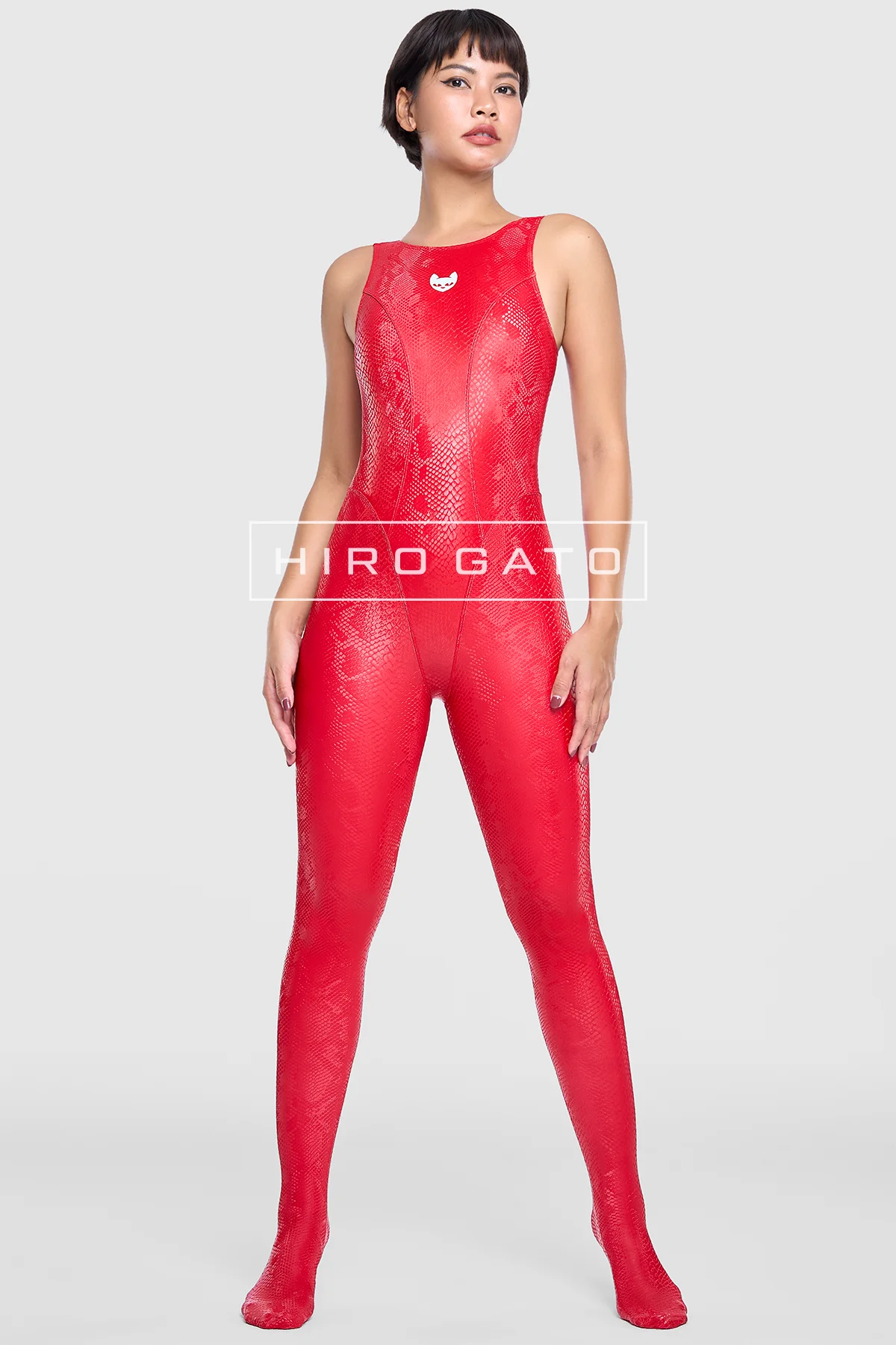 Reptilian Skin Spandex Unitard Red