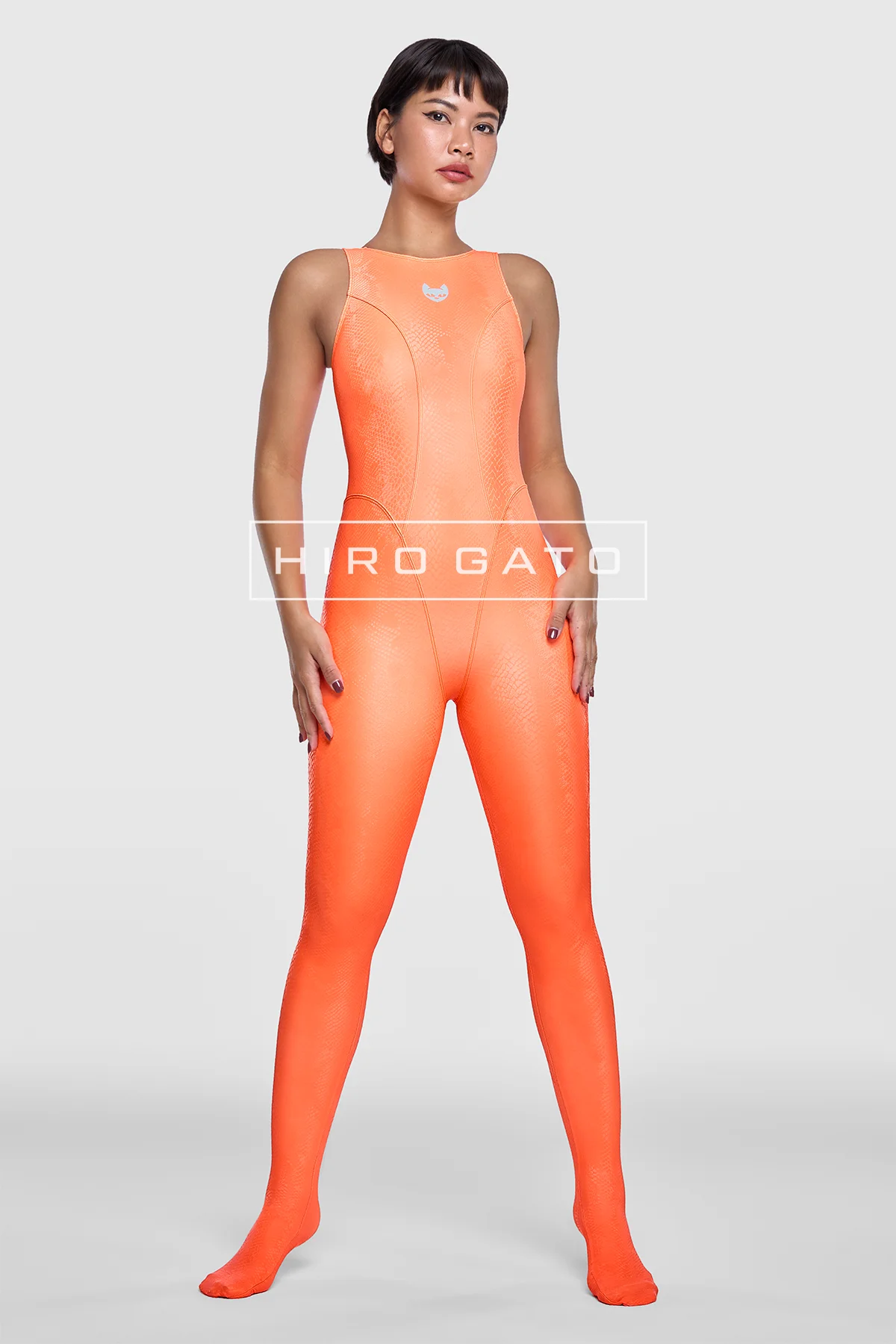 Reptilian Skin Spandex Unitard Orange