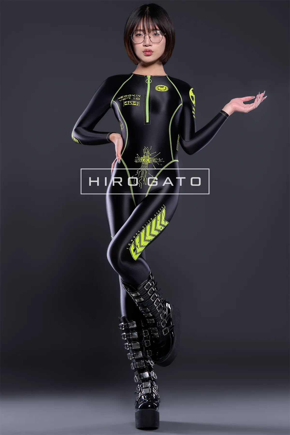 Neoskin Futuristic Cyberpunk Festival Catsuit Shiny Spandex Neoskin Futuristic Cyberpunk Festival Catsuit Shiny Spandex