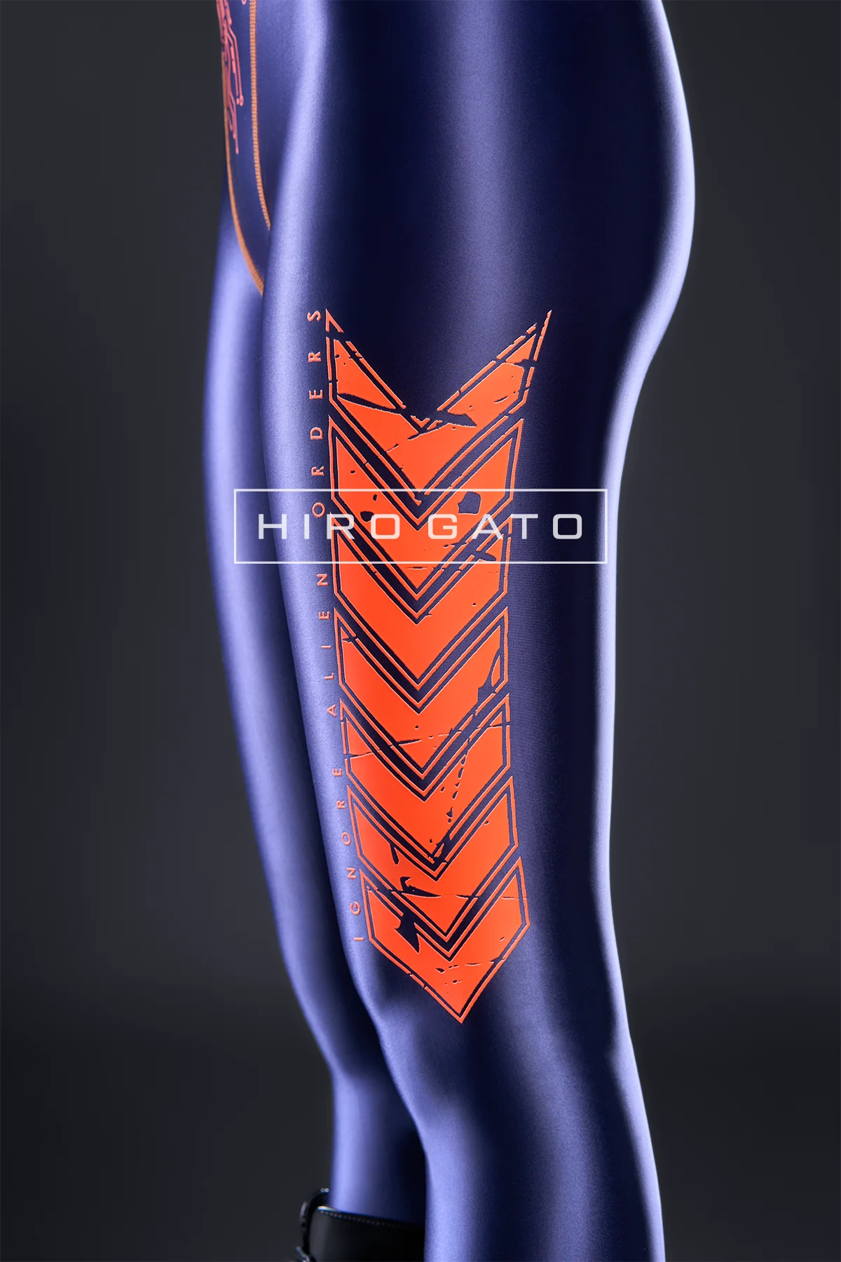 Neoskin Futuristic Cyberpunk Festival Catsuit Shiny Spandex Navy Blue Orange Neoskin Futuristic Cyberpunk Festival Catsuit Shiny Spandex Navy Blue Orange