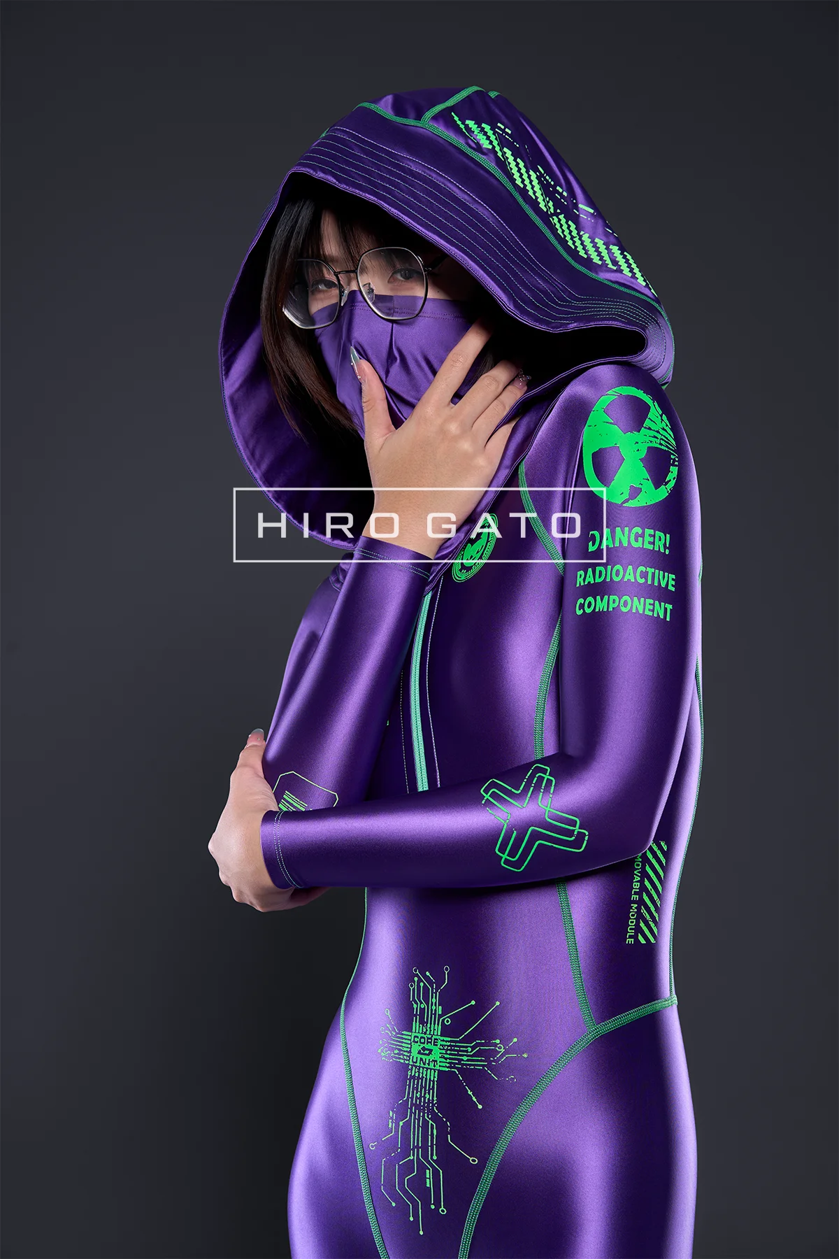 Neoskin Futuristic Cyberpunk Festival Catsuit Shiny Spandex Purple Neoskin Futuristic Cyberpunk Festival Catsuit Shiny Spandex Purple