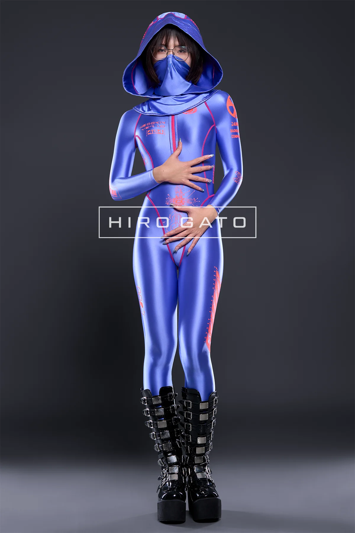 Neoskin Futuristic Cyberpunk Festival Catsuit Shiny Spandex Baja Blue