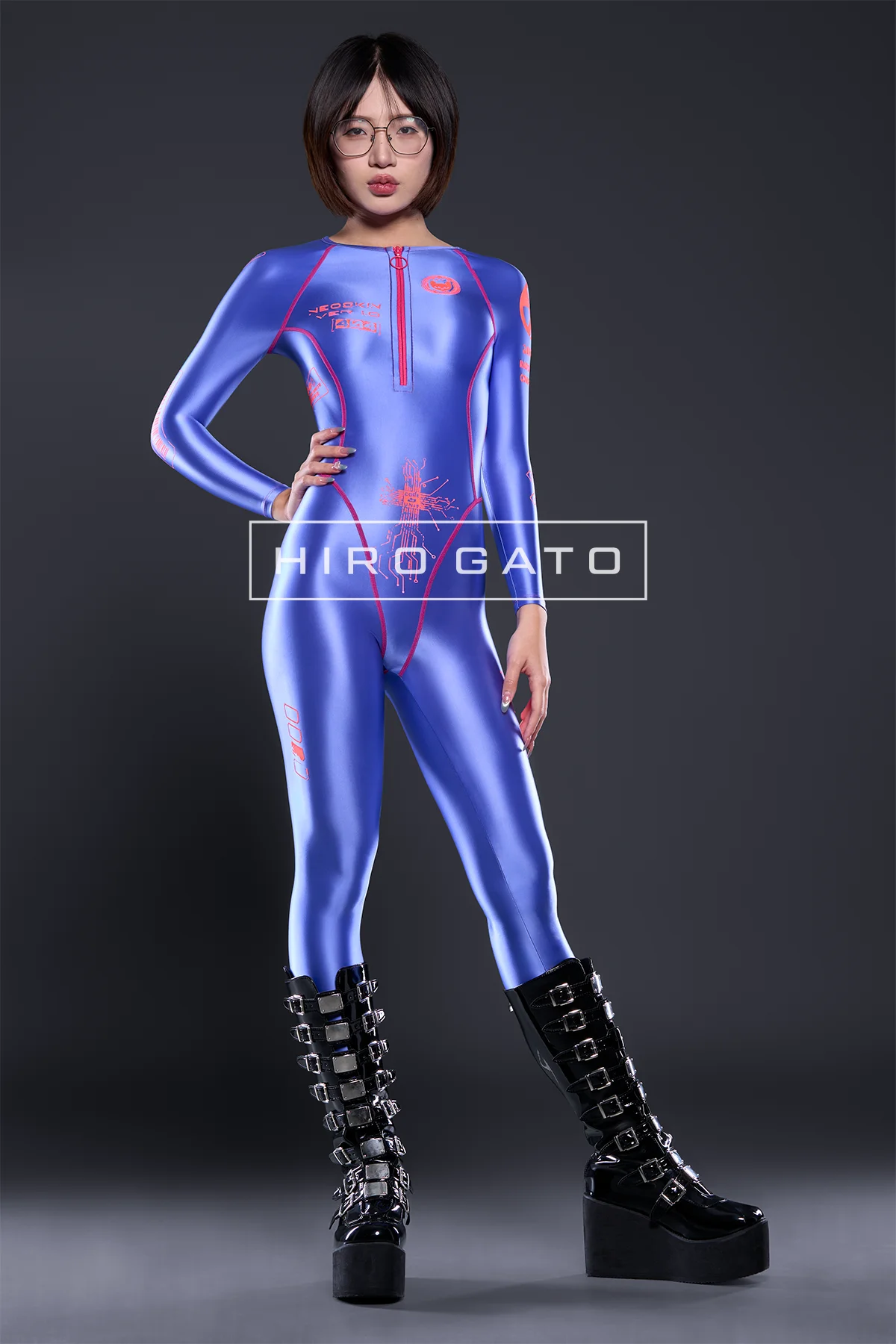 Neoskin Futuristic Cyberpunk Festival Catsuit Shiny Spandex Baja Blue Neoskin Futuristic Cyberpunk Festival Catsuit Shiny Spandex Baja Blue
