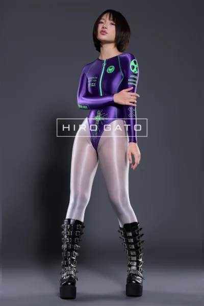 Neoskin Futuristic Cyberpunk Spandex Leotard shiny Purple