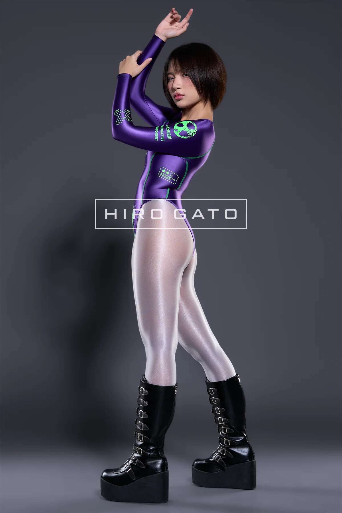 Neoskin Futuristic Cyberpunk Spandex Leotard shiny Purple Neoskin Futuristic Cyberpunk Spandex Leotard shiny Purple