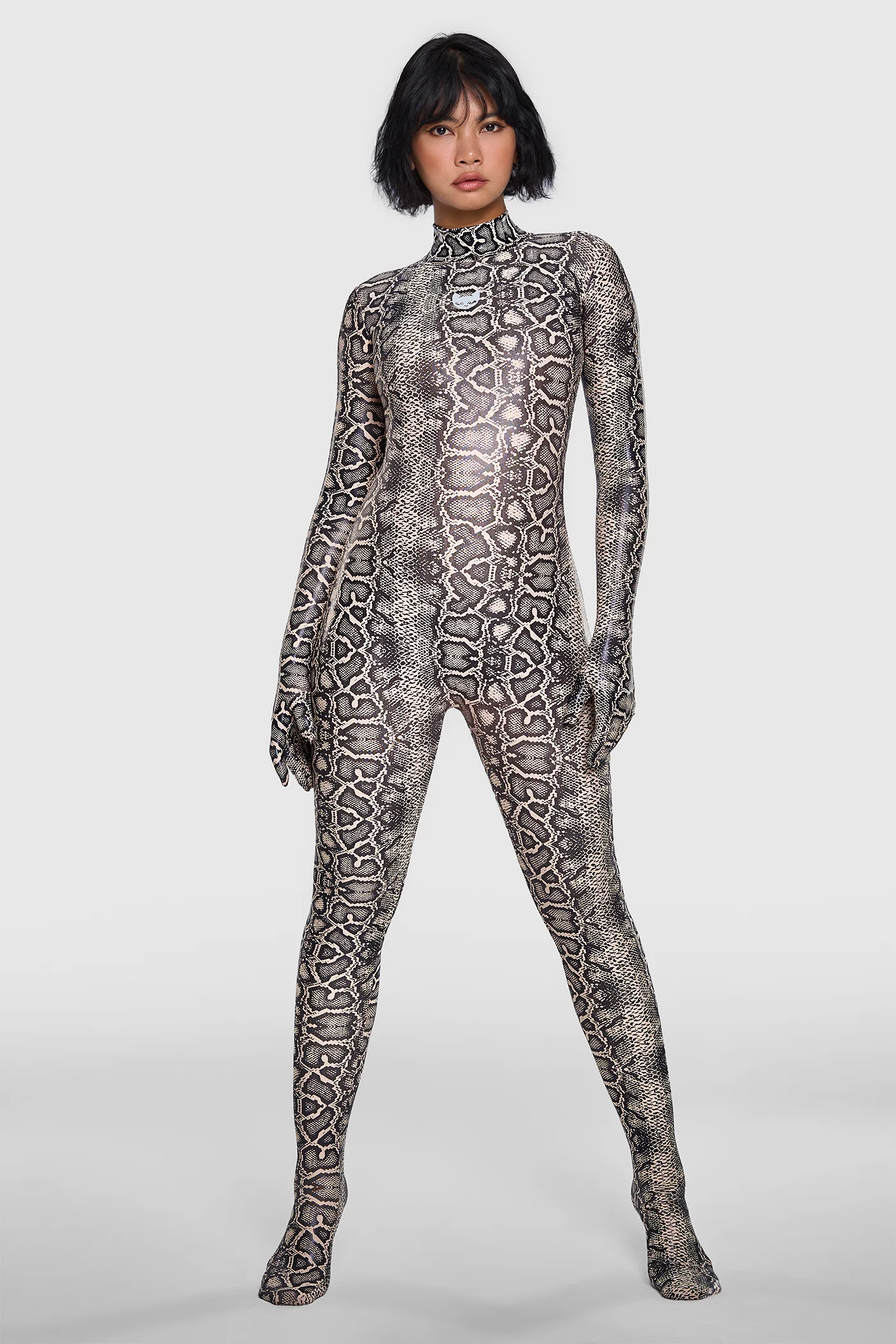 Snakeskin Catsuit Beige & Black