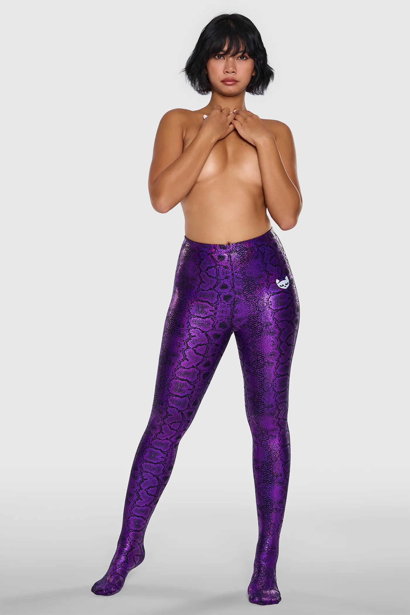 Snakeskin Leggings Black & Purple