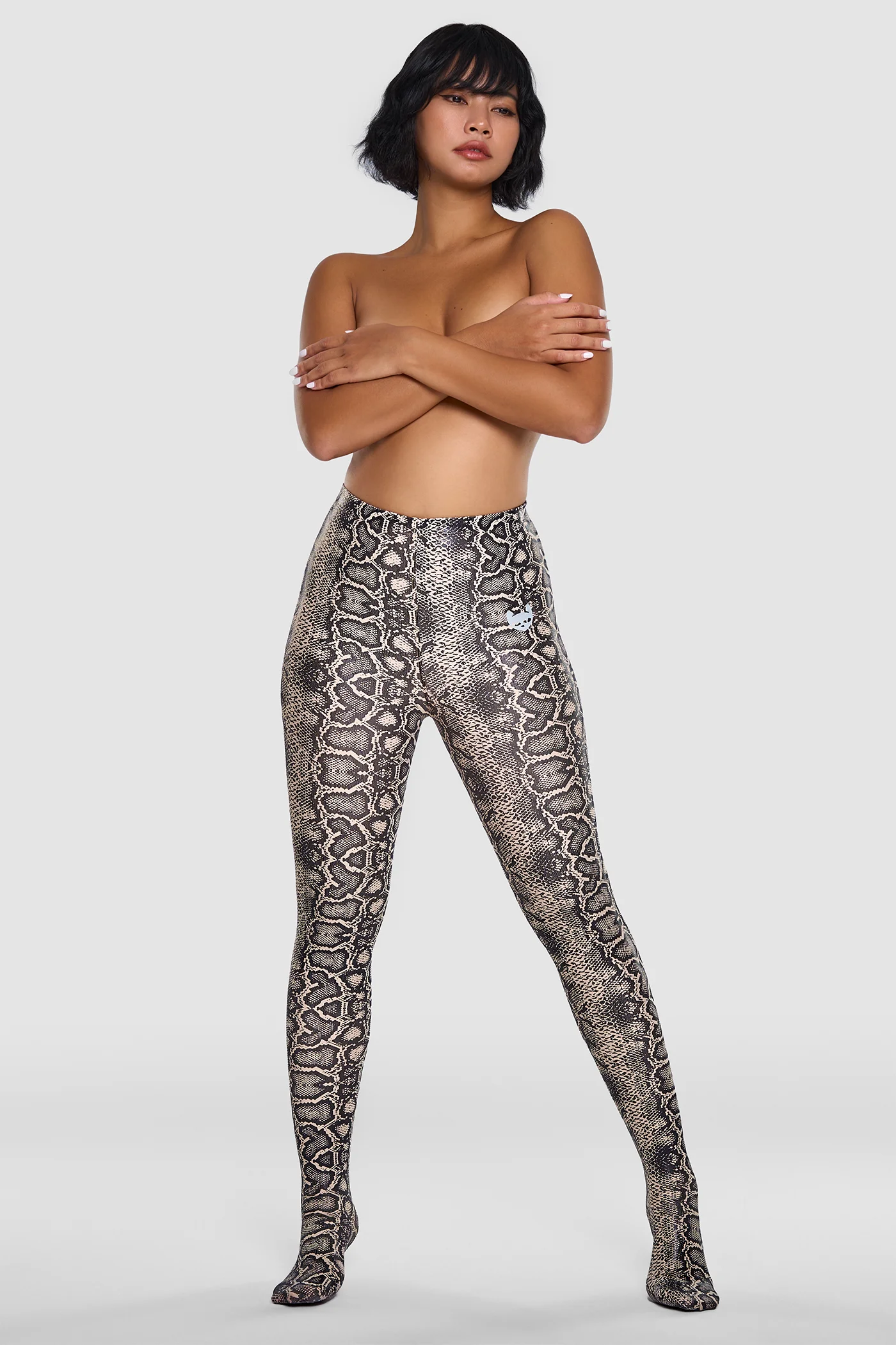 Snakeskin Leggings Beige & Black 03 Beige and black snakeskin spandex leggings, high waist full length